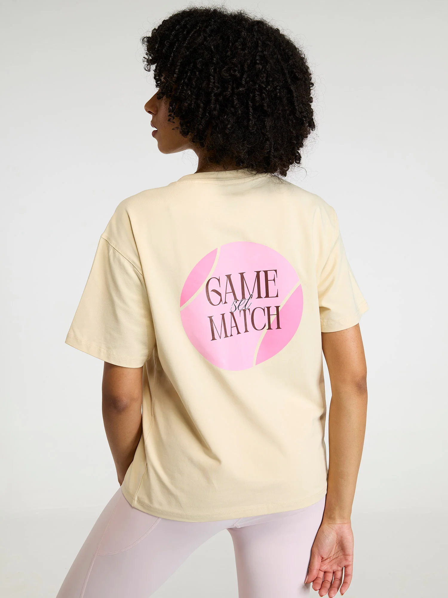 Cream Serve Side Oversized Printed Tee - Women - Image 5