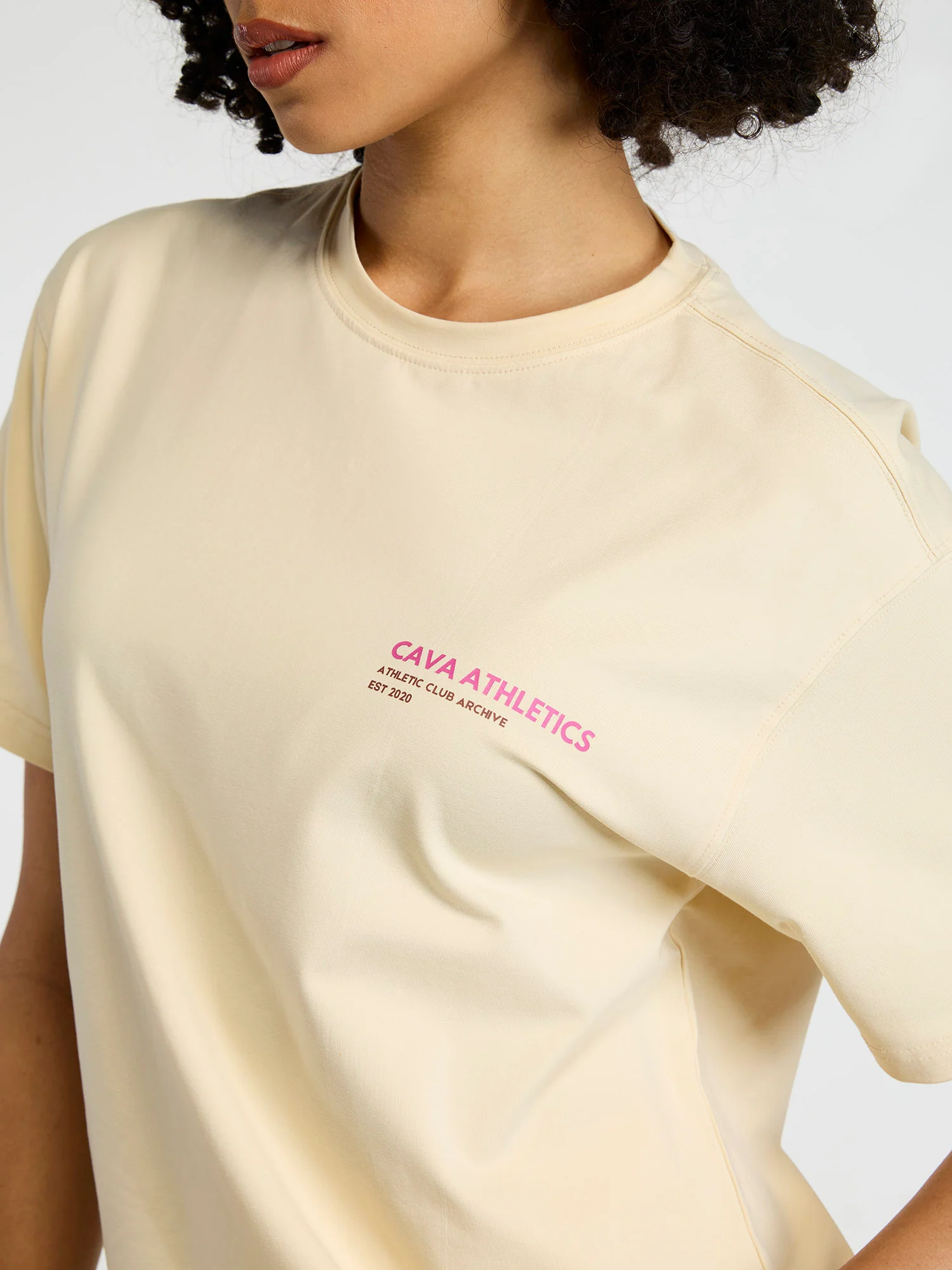 Cream Serve Side Oversized Printed Tee - Women - Image 6