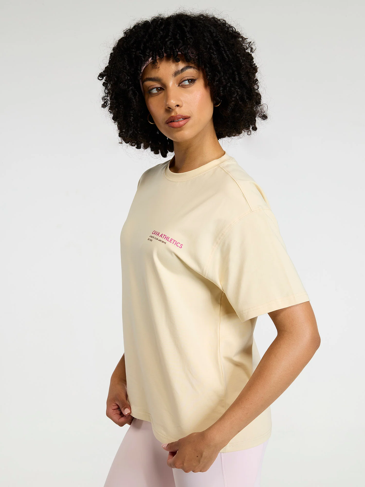 Cream Serve Side Oversized Printed Tee - Women - Image 7