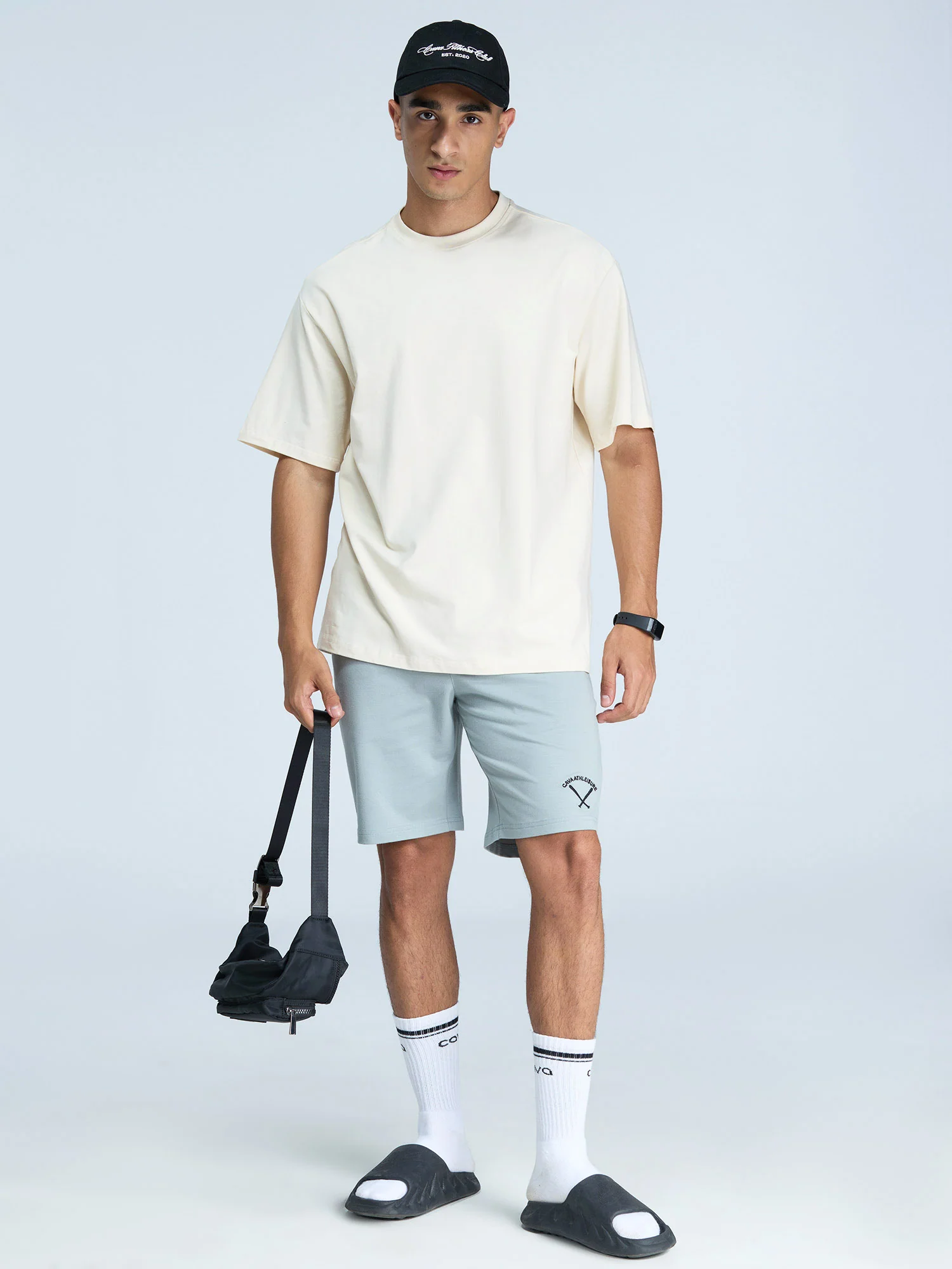 Cream Solid Oversized Tee - Men - Image 2