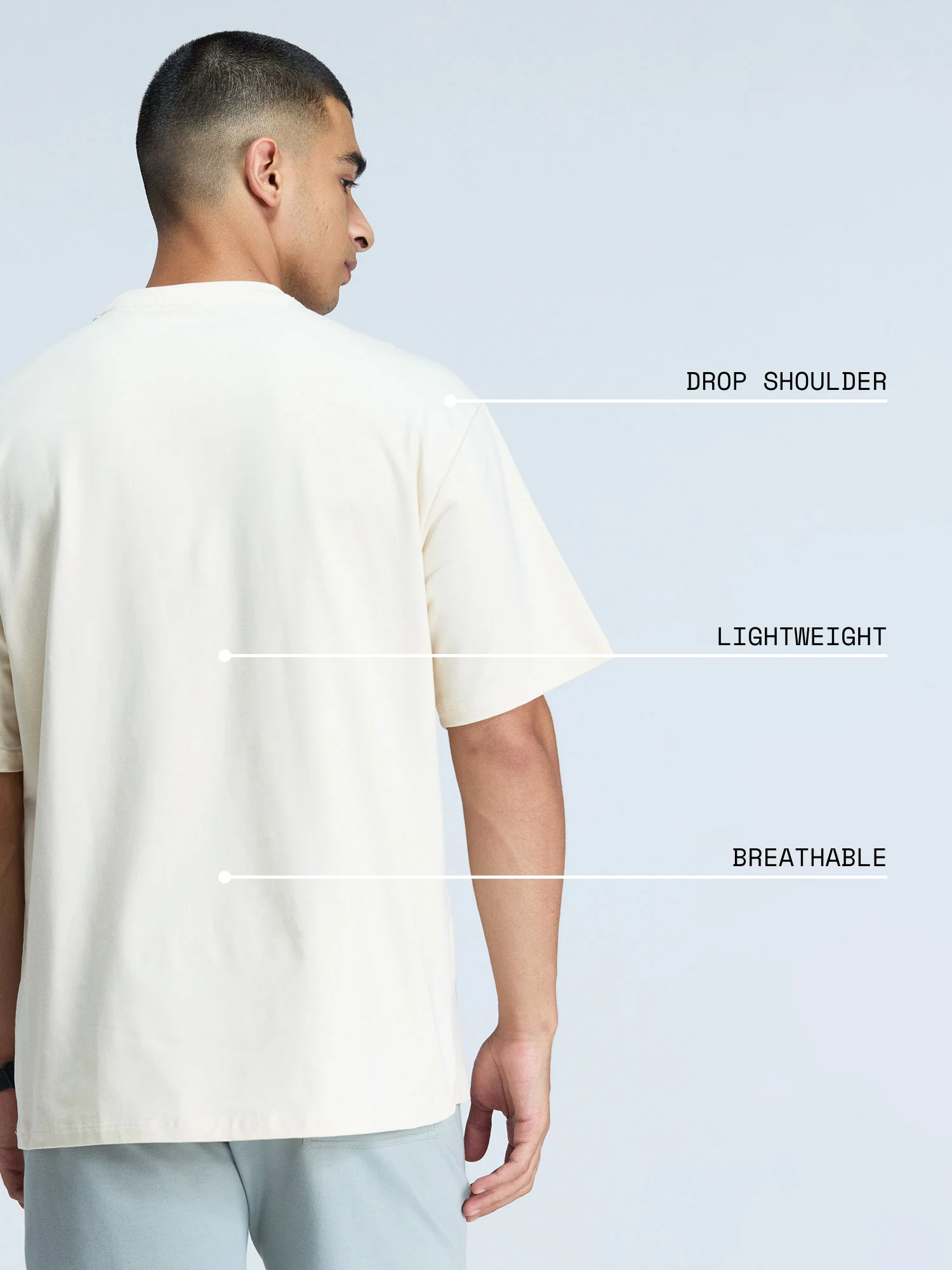 Cream Solid Oversized Tee - Men - Image 4