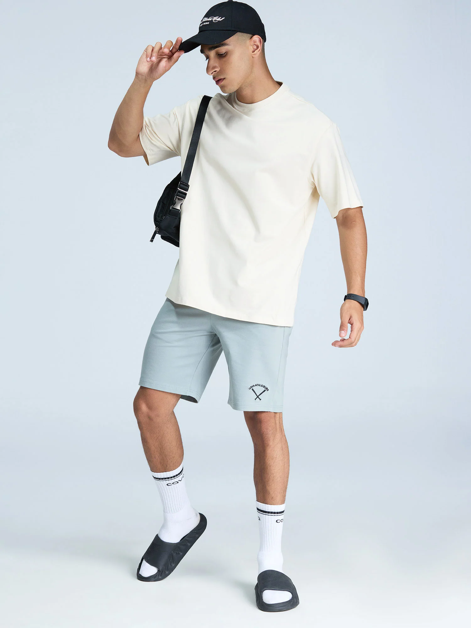 Cream Solid Oversized Tee - Men - Image 9