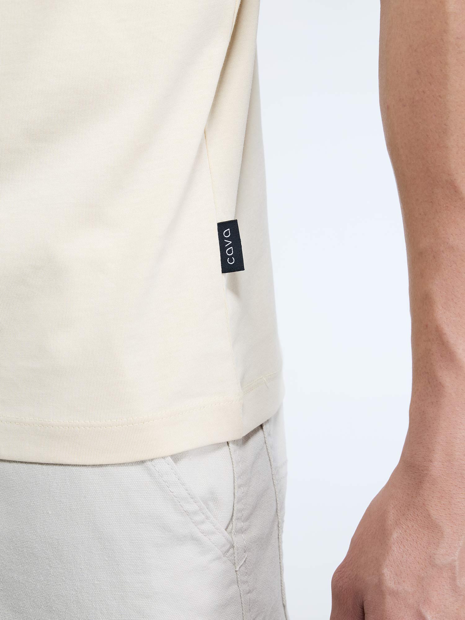 Cream Supima Crew Neck T-Shirt - Regular Fit - Image 7