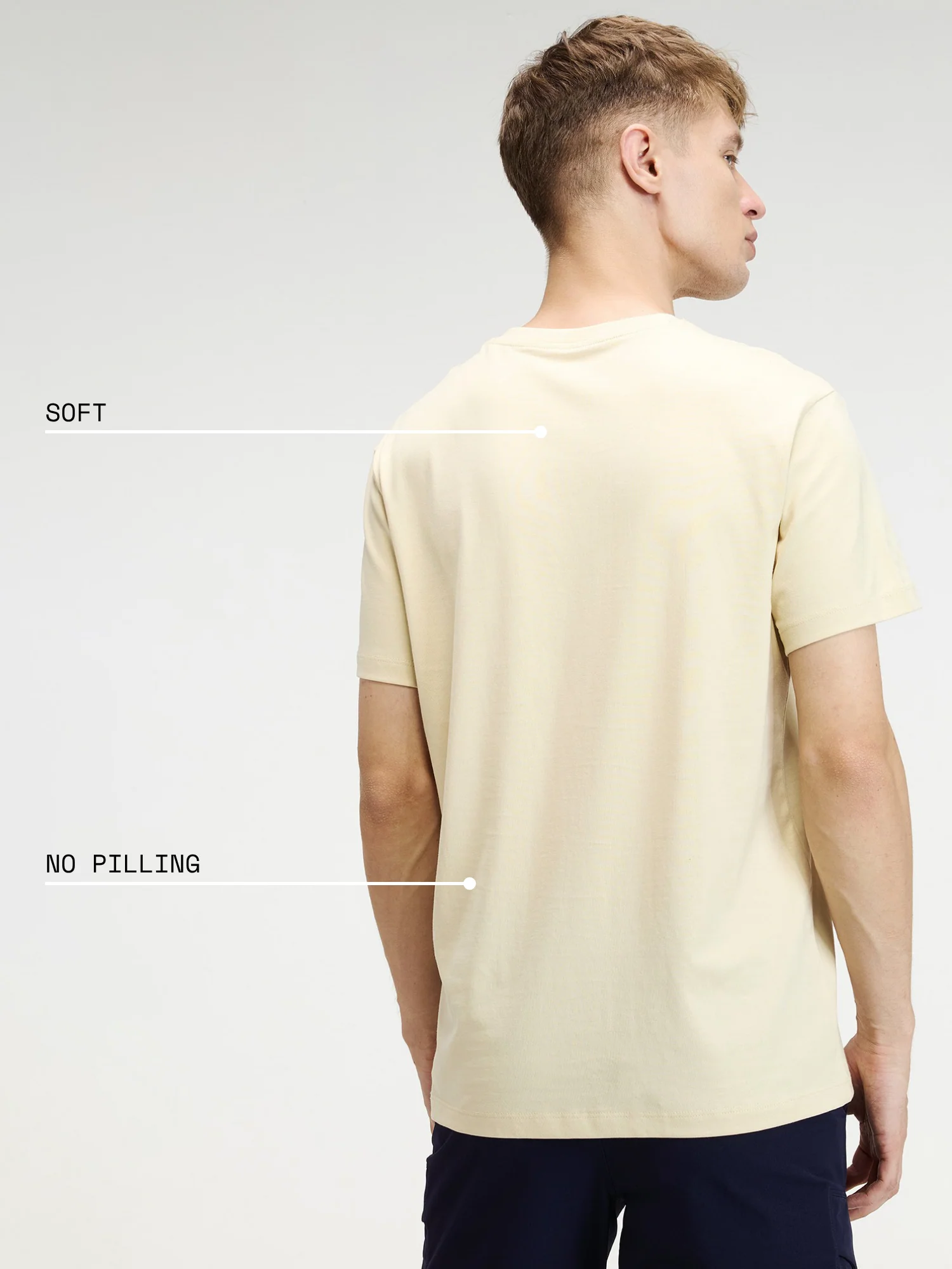 Cream Supima V Neck T-Shirt - Regular Fit - Image 4