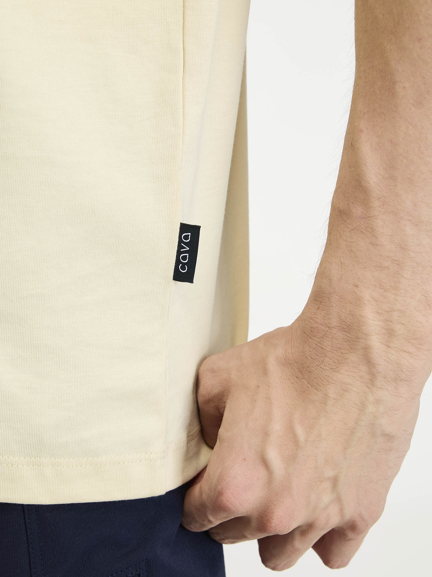 Cream Supima V Neck T-Shirt - Regular Fit - Image 6