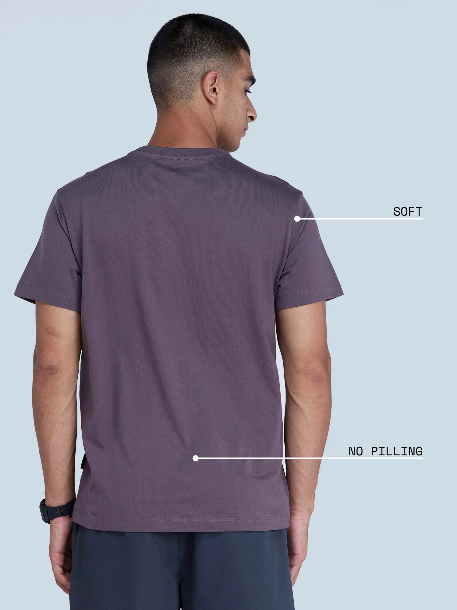 Dusky Purple Supima Crew Neck T-shirt - Regular Fit - Image 4