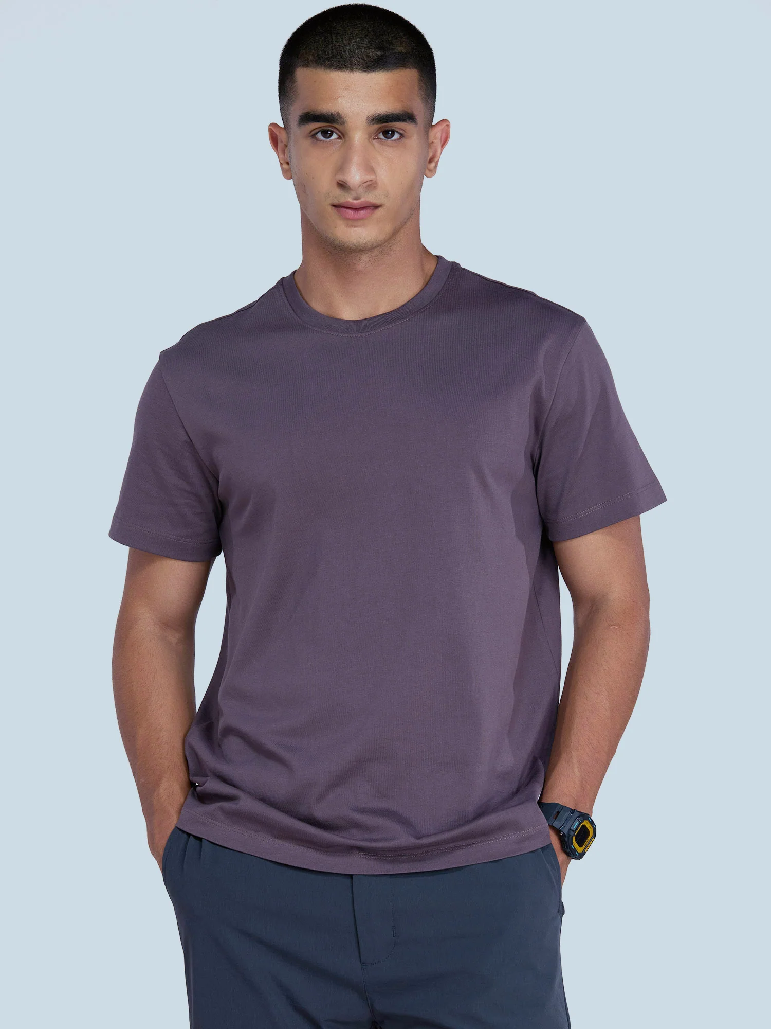 Dusky Purple Supima Crew Neck T-shirt - Regular Fit - Image 5