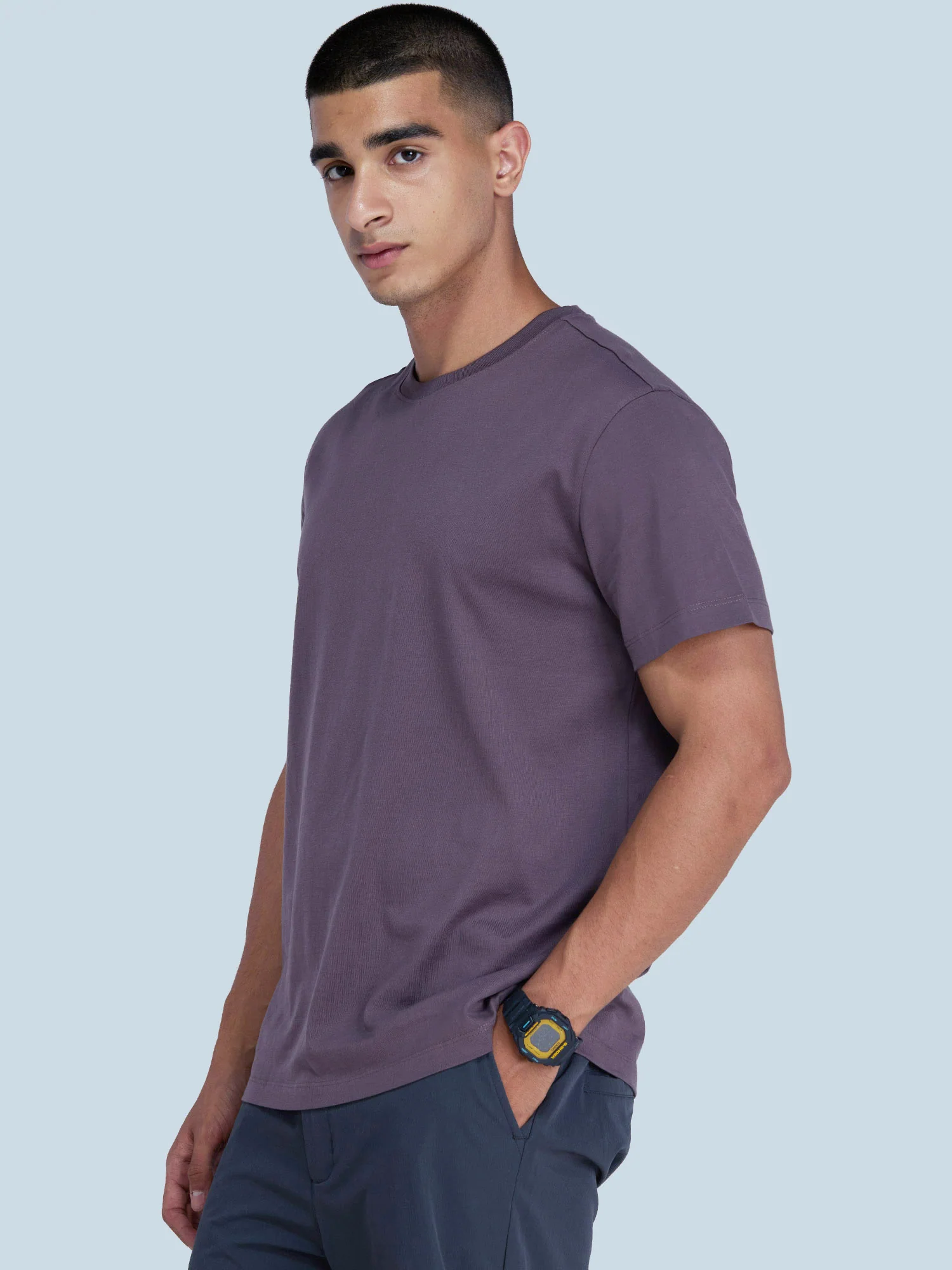 Dusky Purple Supima Crew Neck T-shirt - Regular Fit - Image 6