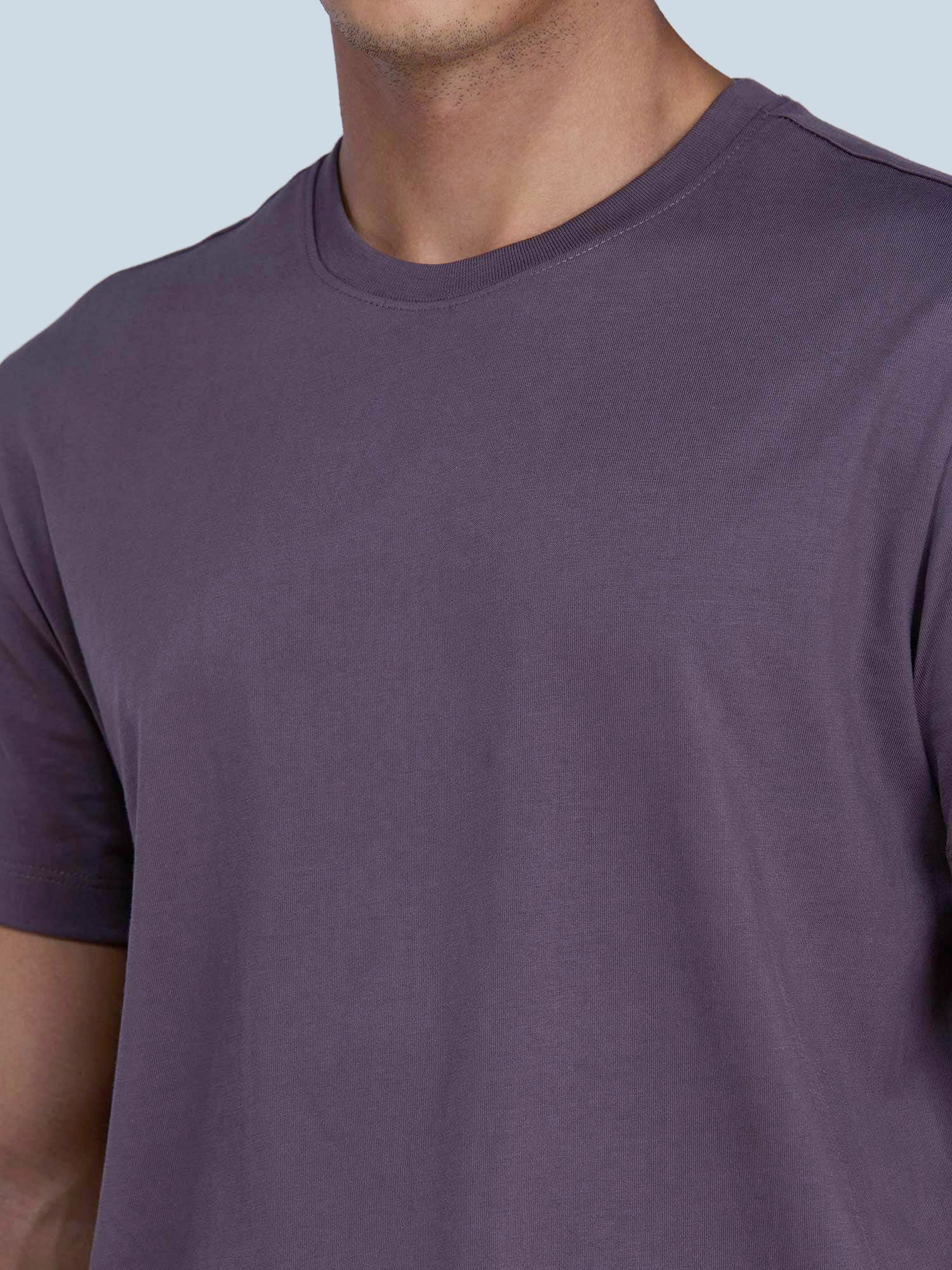 Dusky Purple Supima Crew Neck T-shirt - Regular Fit - Image 8