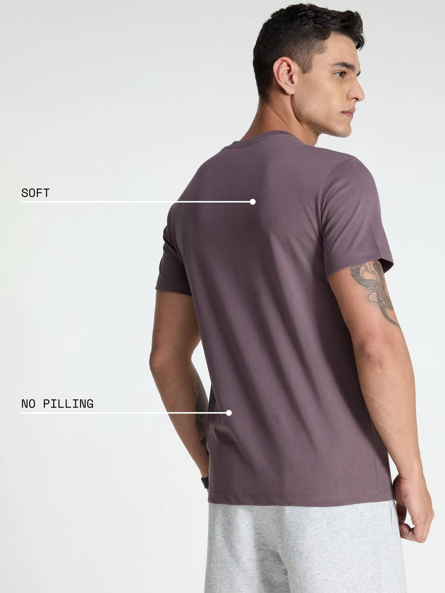 Dusky Purple Supima V Neck T-shirt - Regular Fit - Image 4