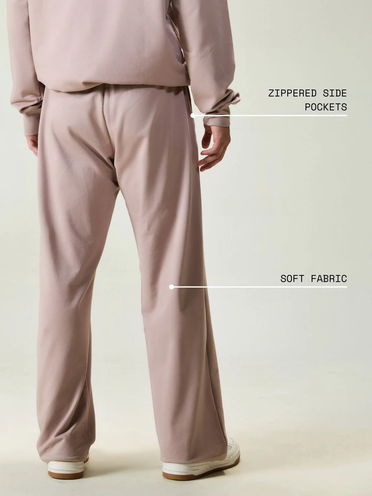 Dusty Pink Wide Leg Joggers - Image 4
