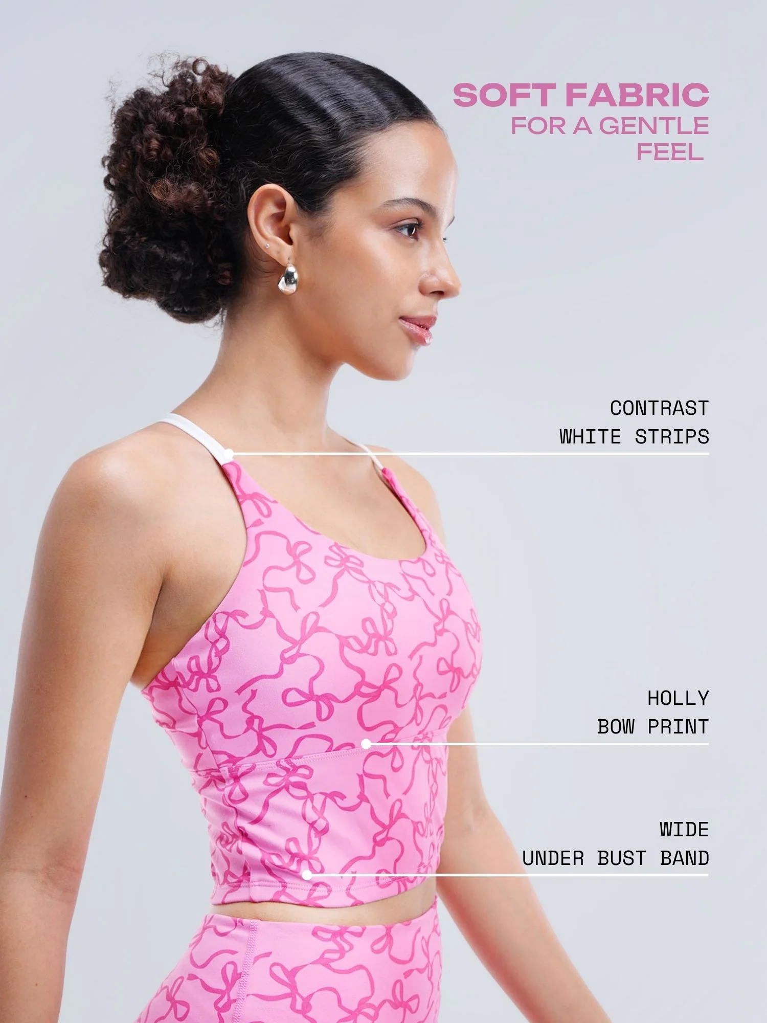 Fuchsia Bow Cross Back Sports Bra - Image 3