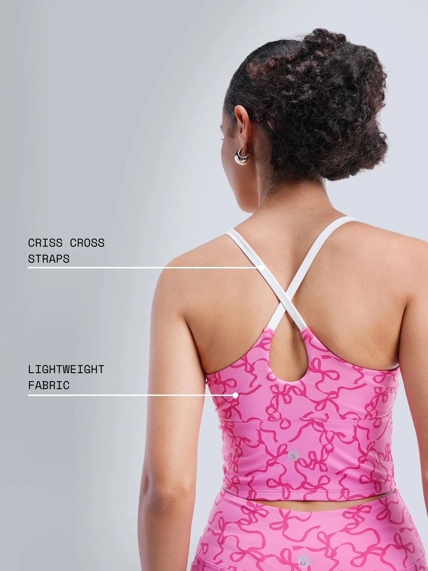 Fuchsia Bow Cross Back Sports Bra - Image 4