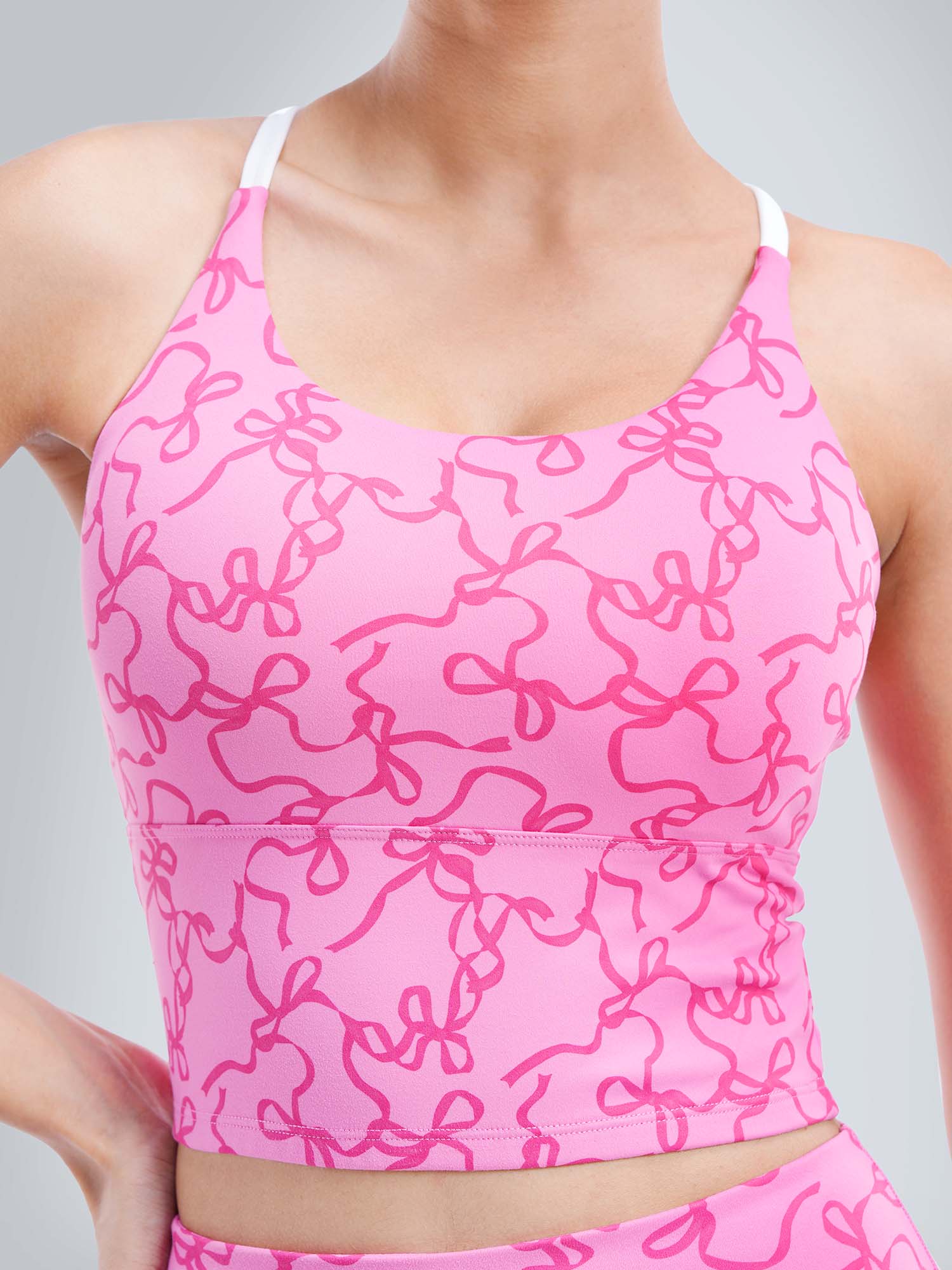 Fuchsia Bow Cross Back Sports Bra - Image 6
