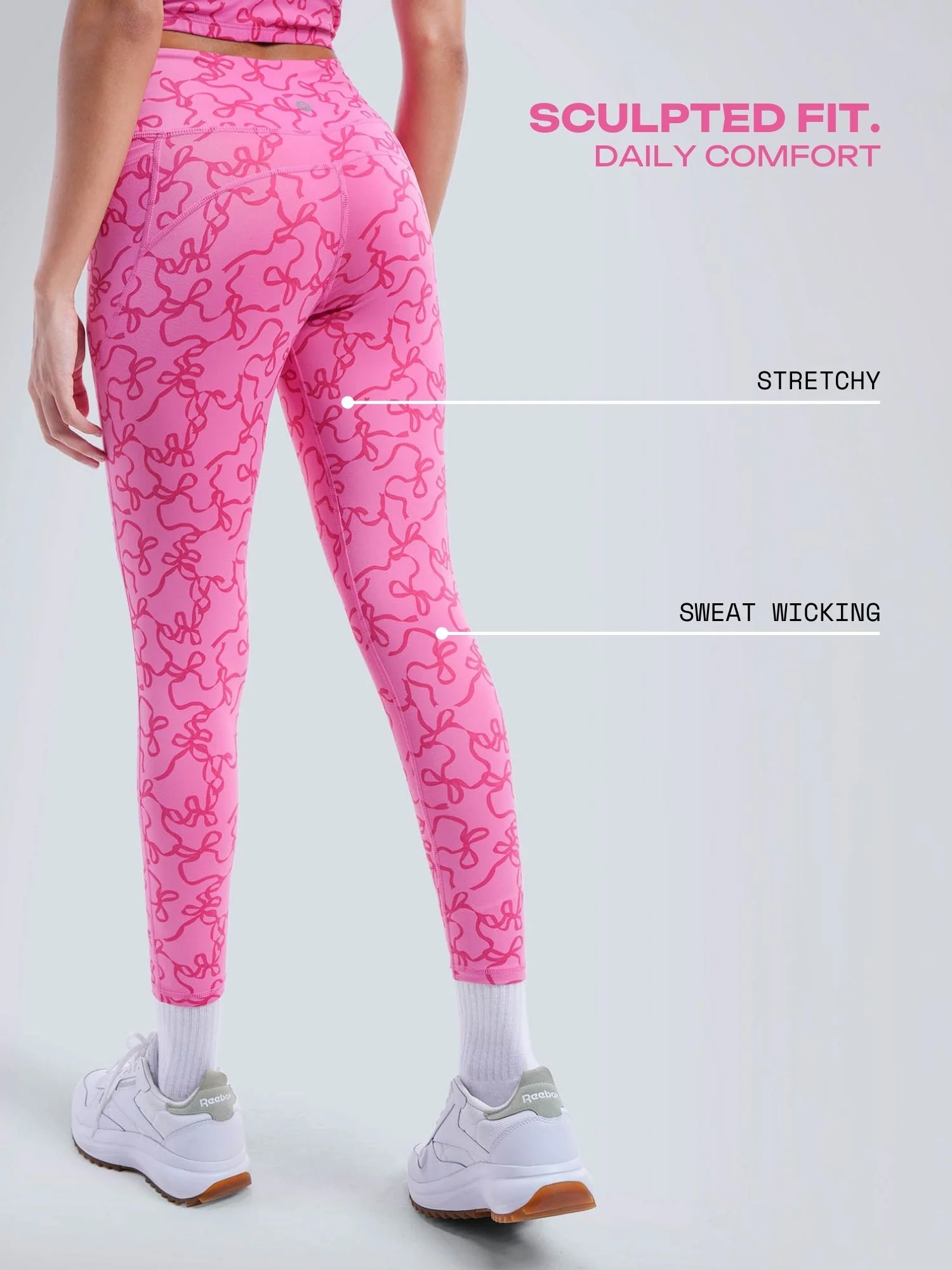 Fuchsia Bow Sculpt Core Leggings - Image 4