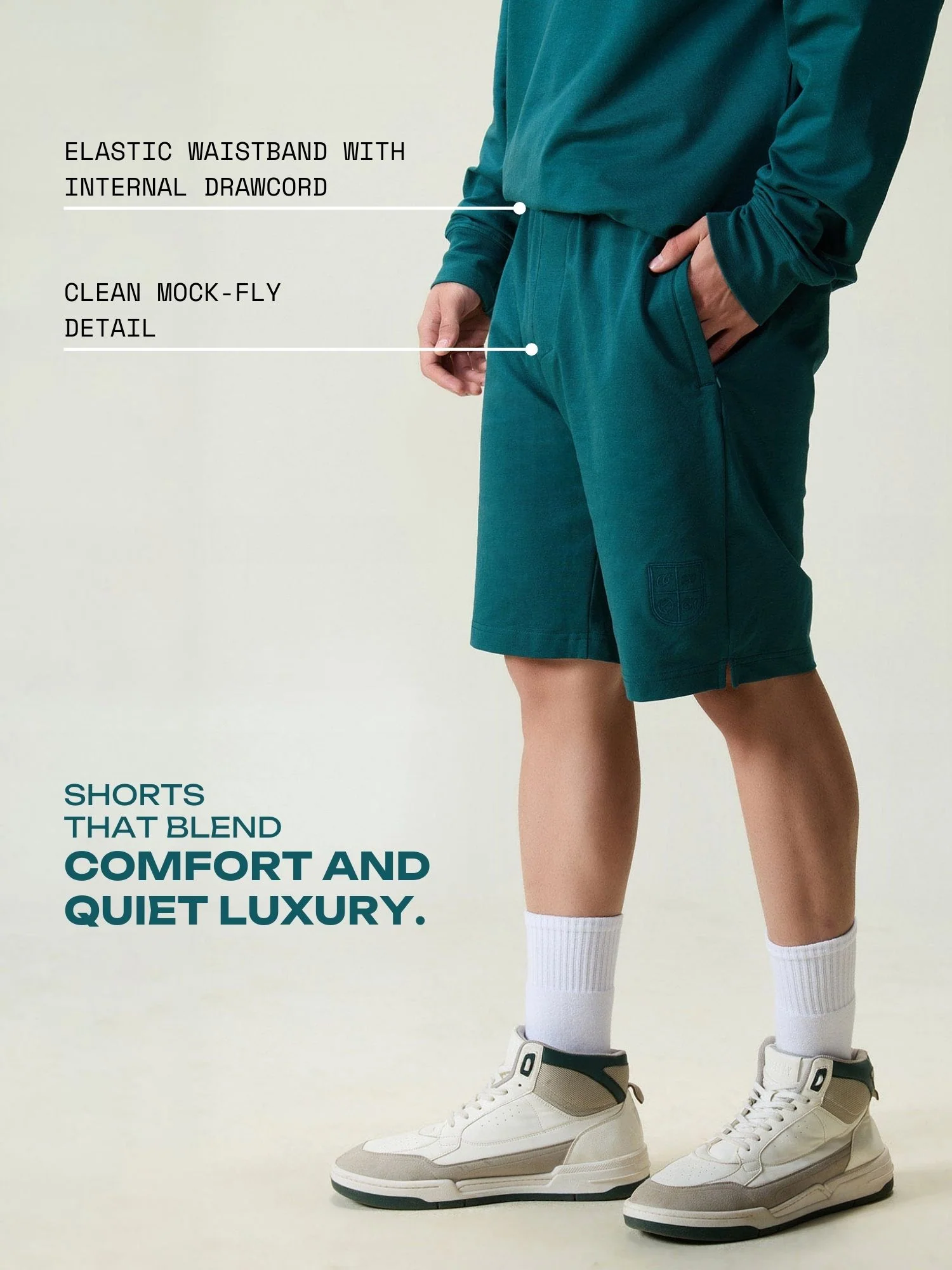 Green Cotton Leisure Shorts - Image 3
