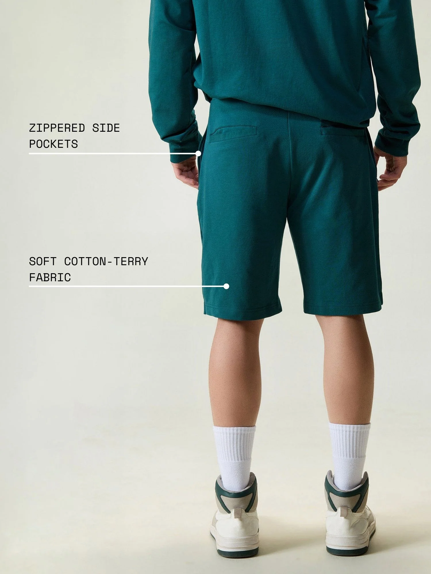 Green Cotton Leisure Shorts - Image 4