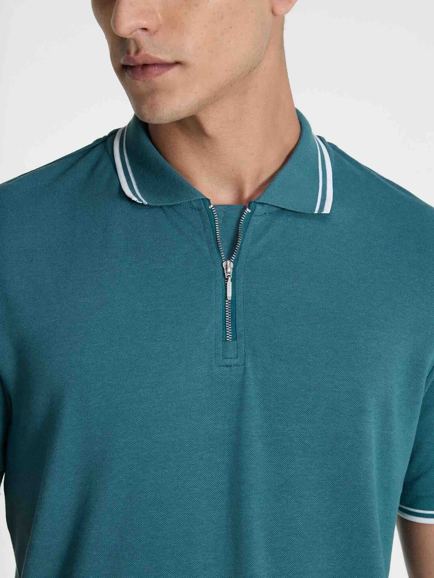 Teal Urban Zipper Polo - Image 6