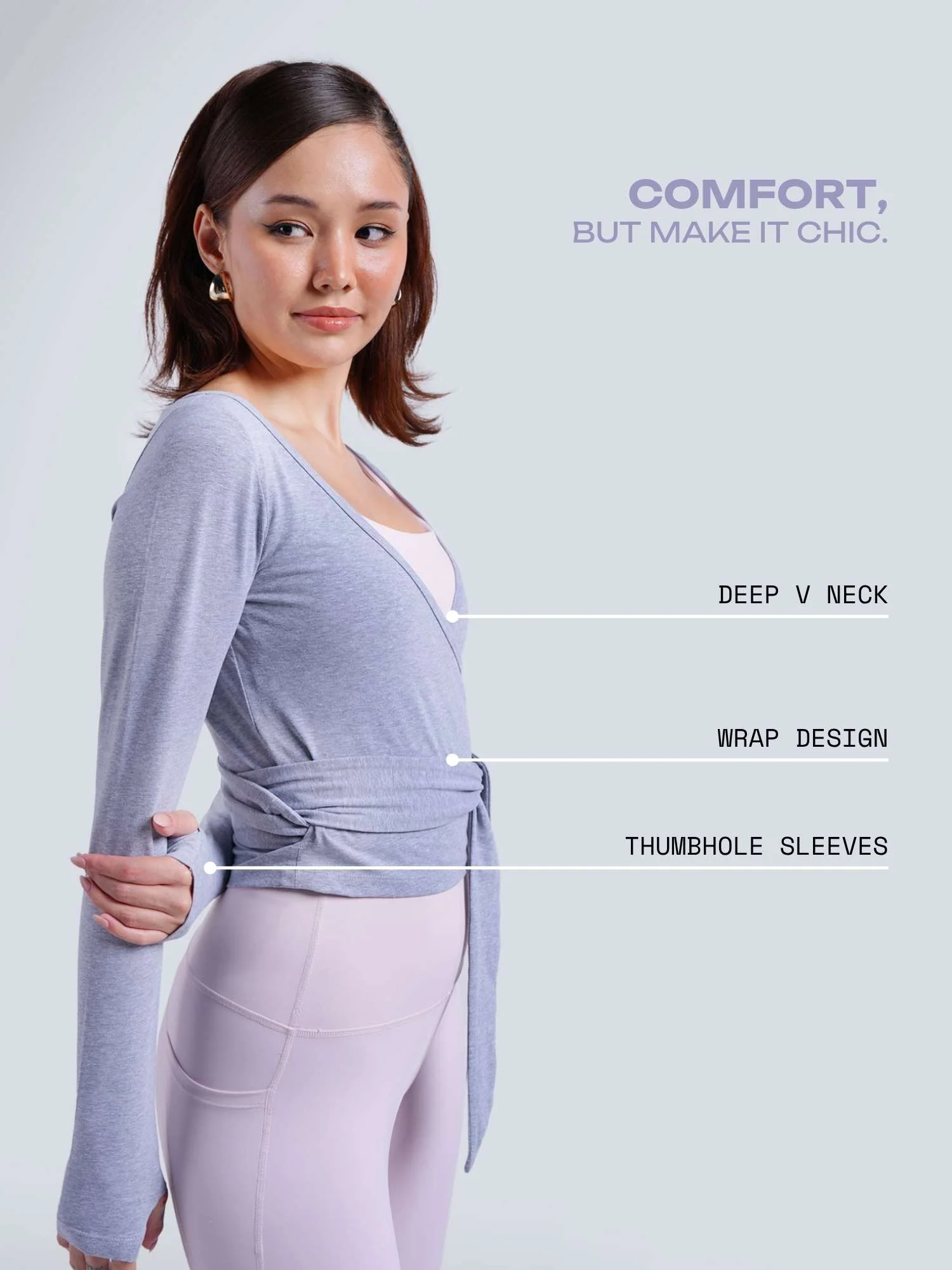 Grey Cotton Wrap Top - Image 3