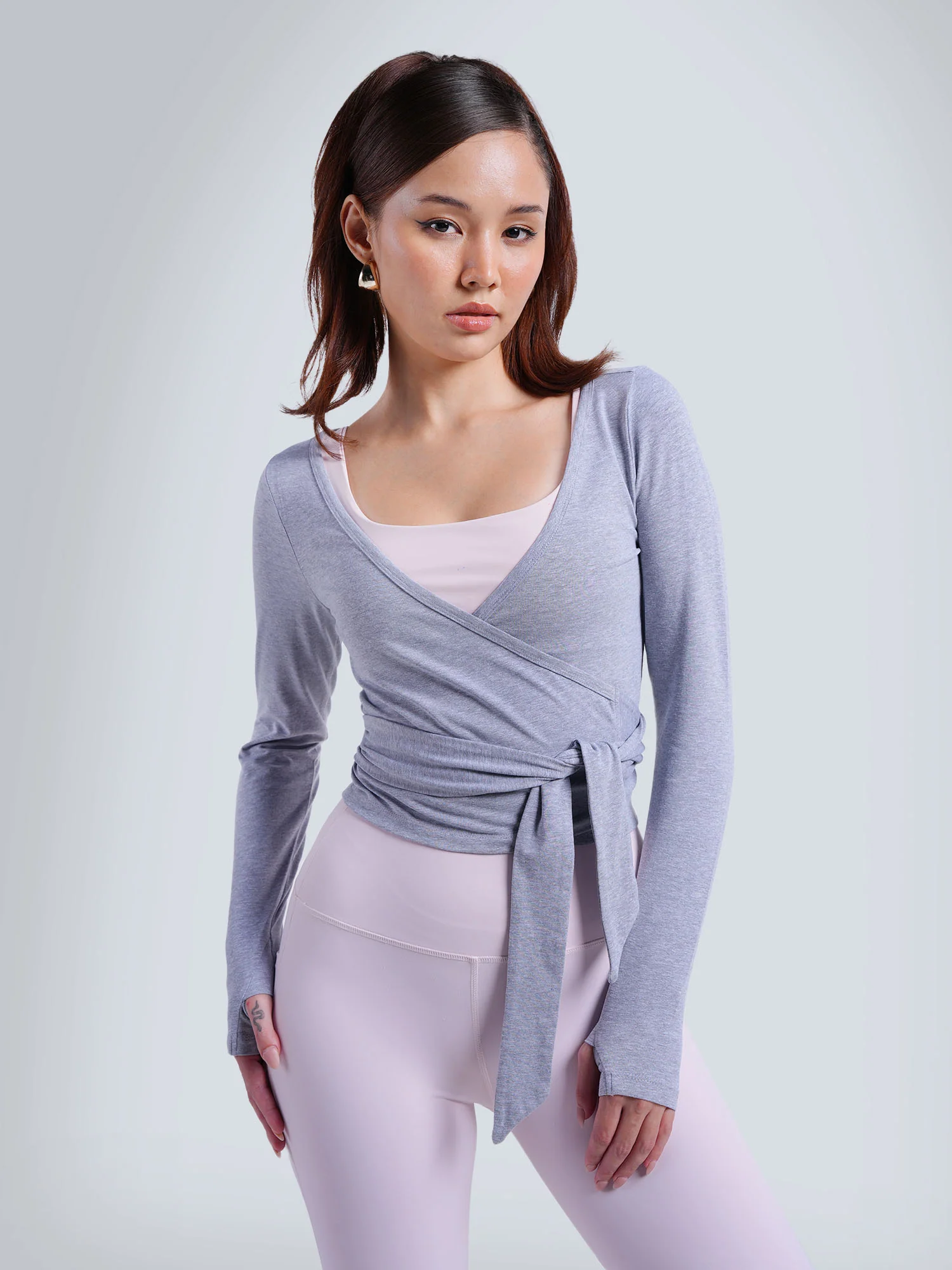 Grey Cotton Wrap Top - Image 5