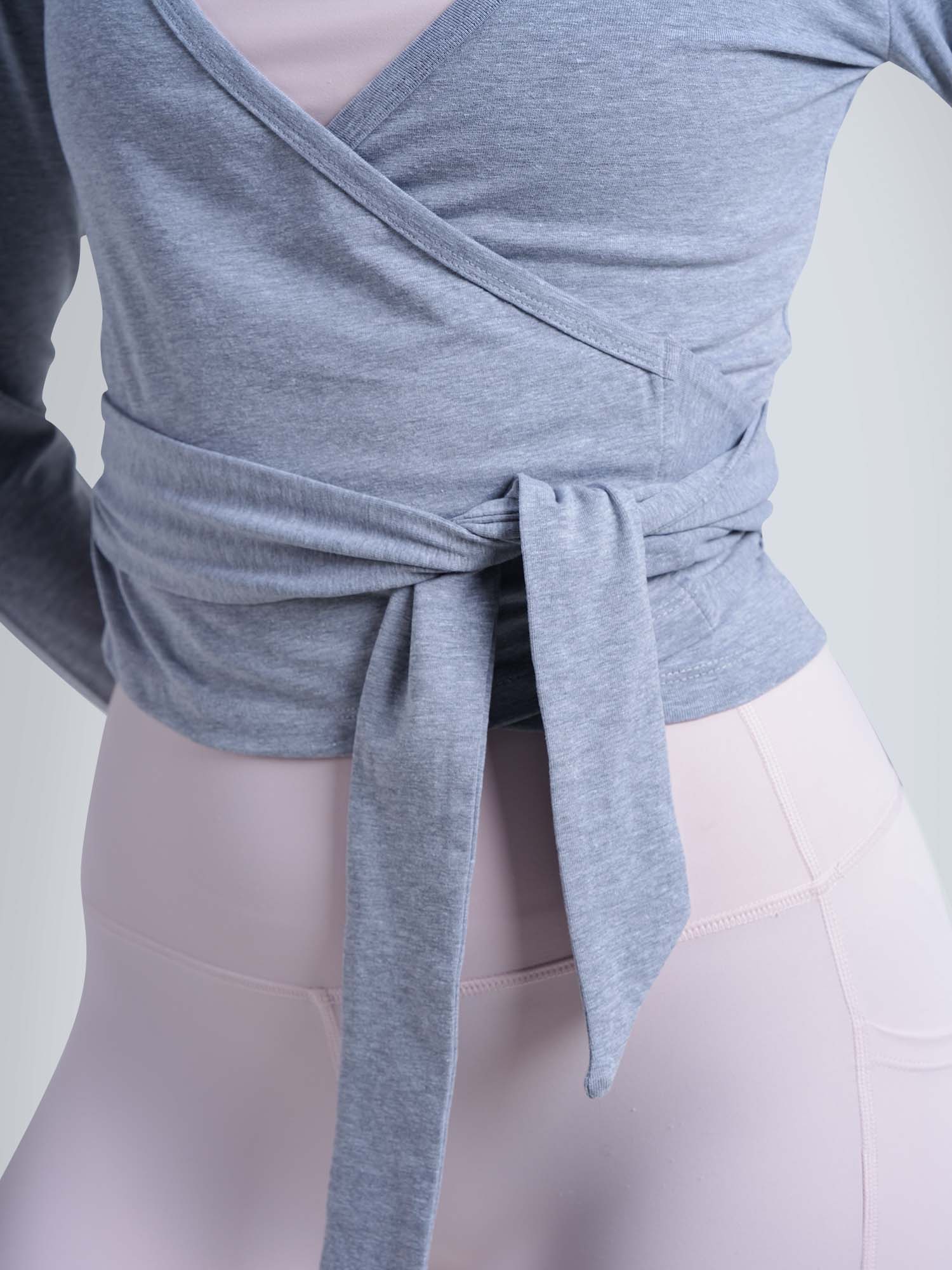 Grey Cotton Wrap Top - Image 6