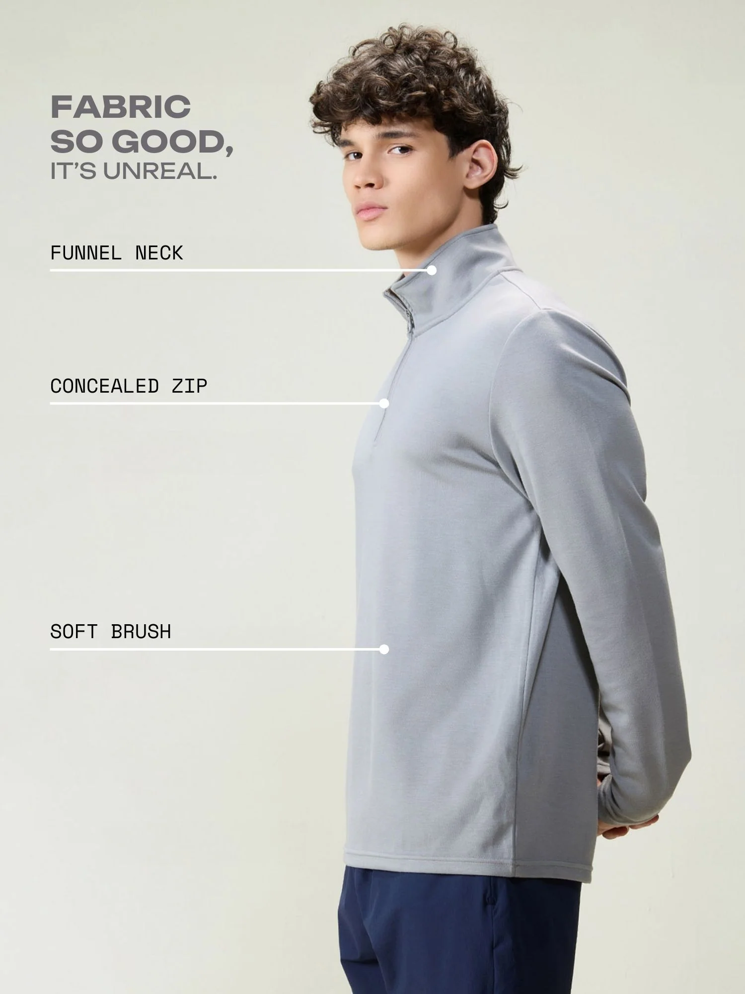 Grey Modal Quarter Zip - Image 3