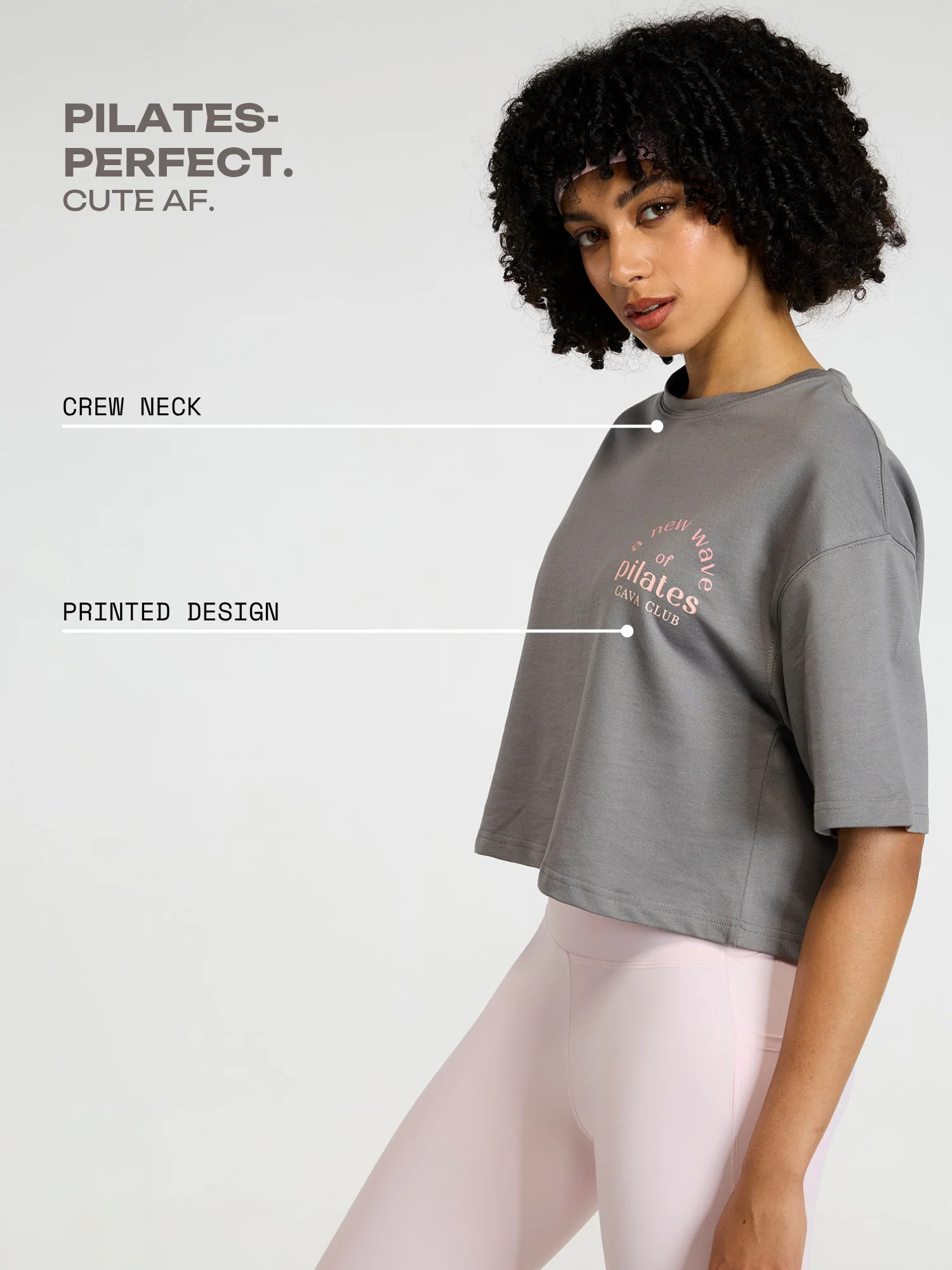 Grey-Pink Pilates Core Boxy Tee - Image 4