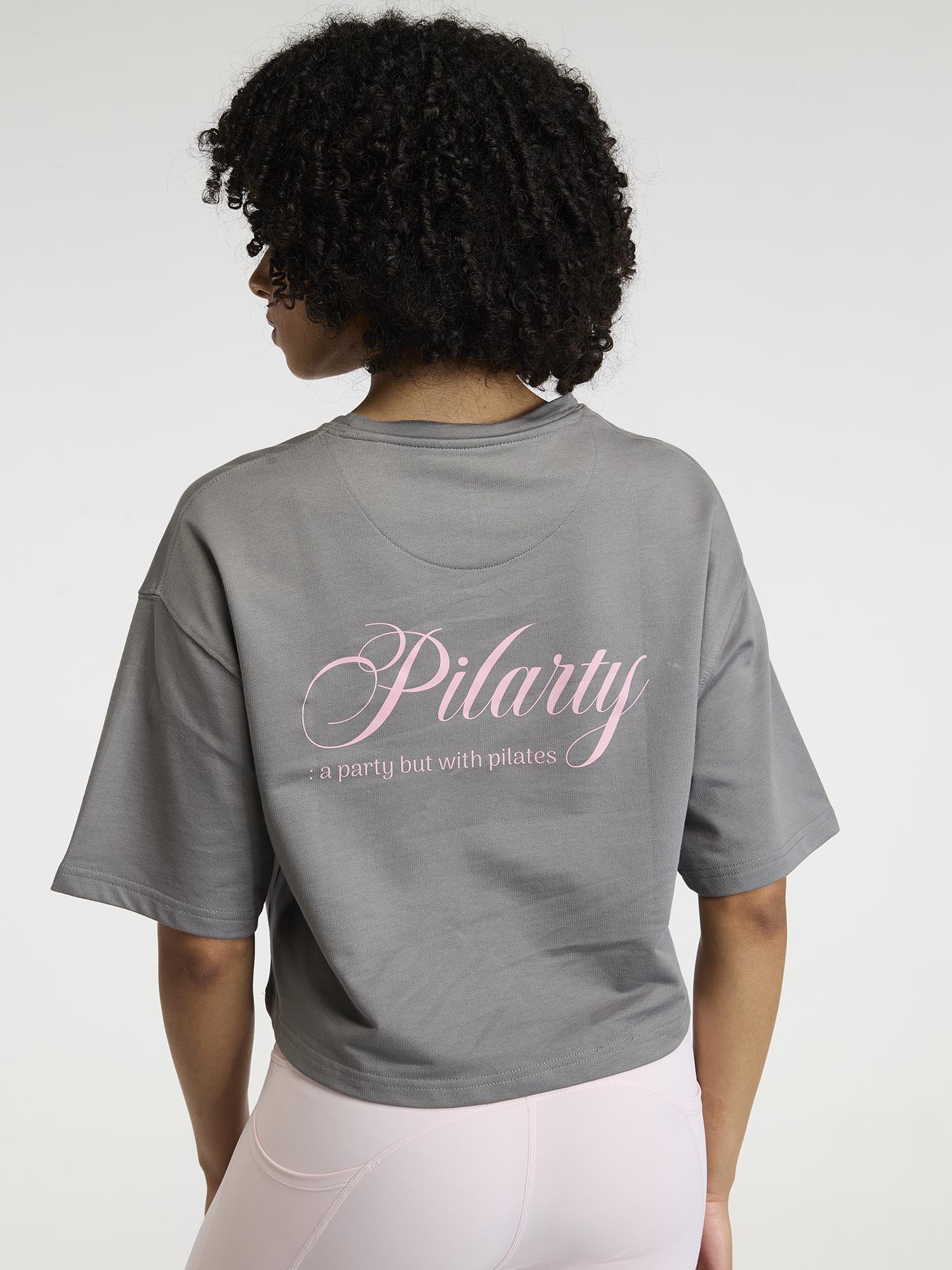 Grey-Pink Pilates Core Boxy Tee - Image 5