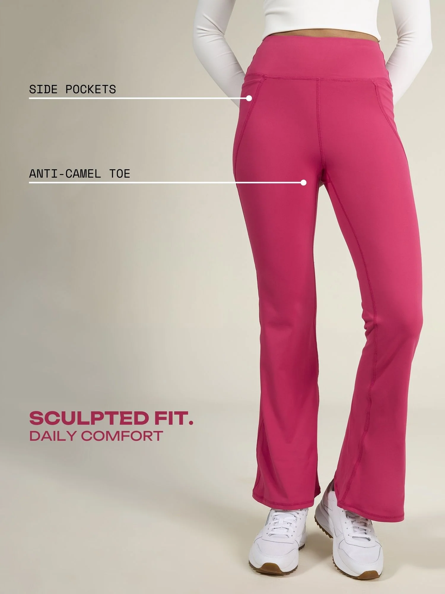 Hot Pink Sculpt Bootcut Leggings - Image 3