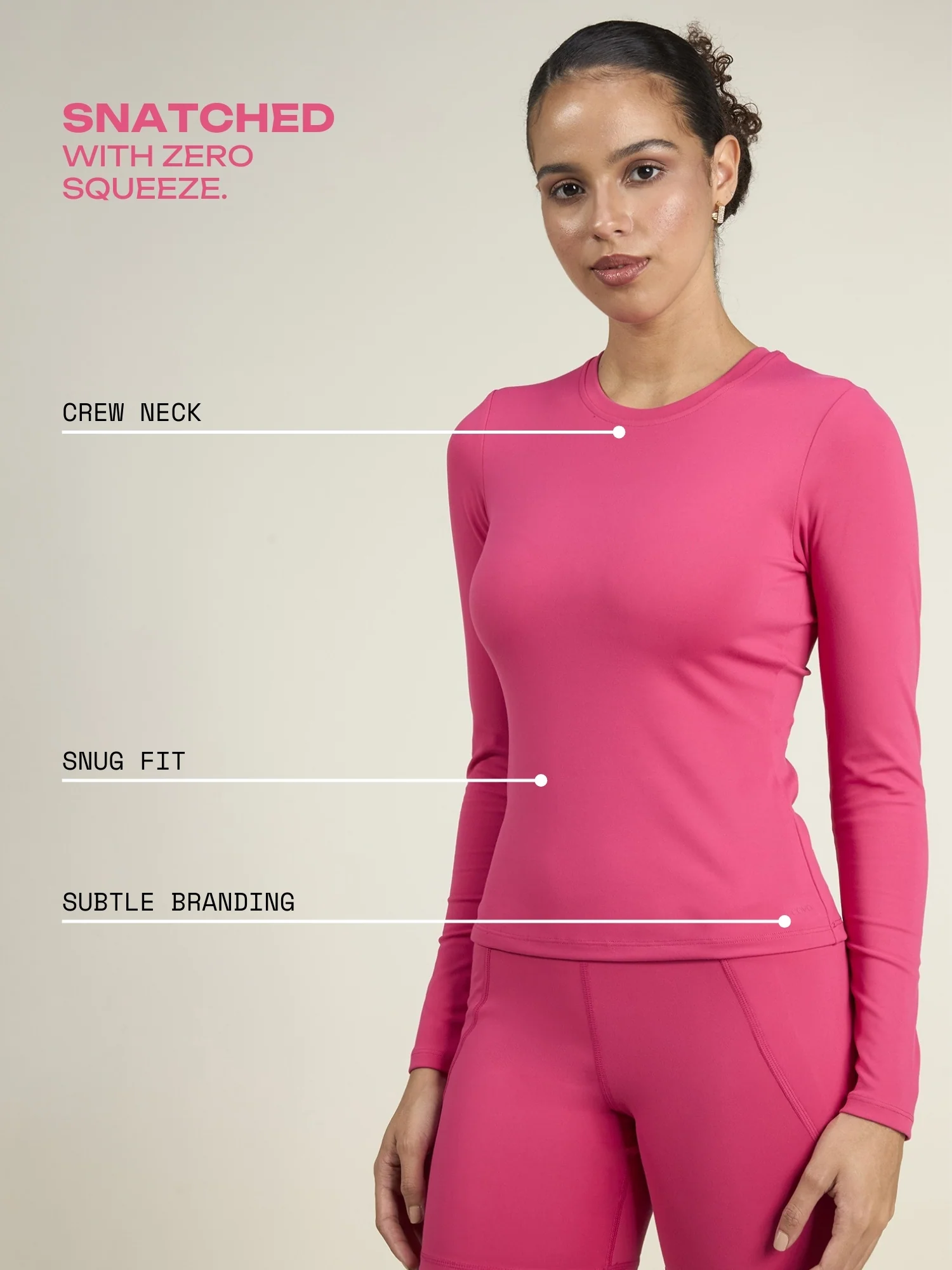 Hot Pink Sculpt Crew Top - Image 3