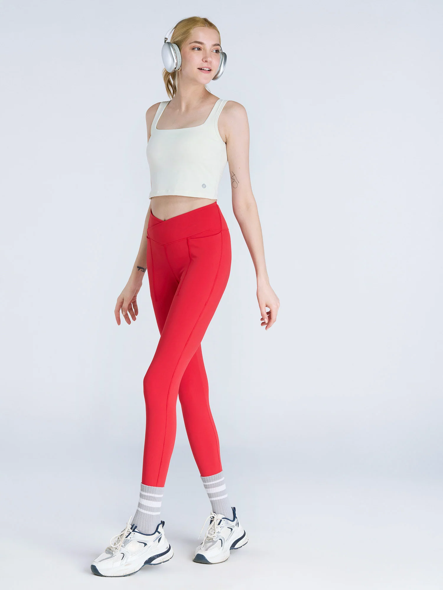 Ivory Striped Back Crop Tank - Image 2