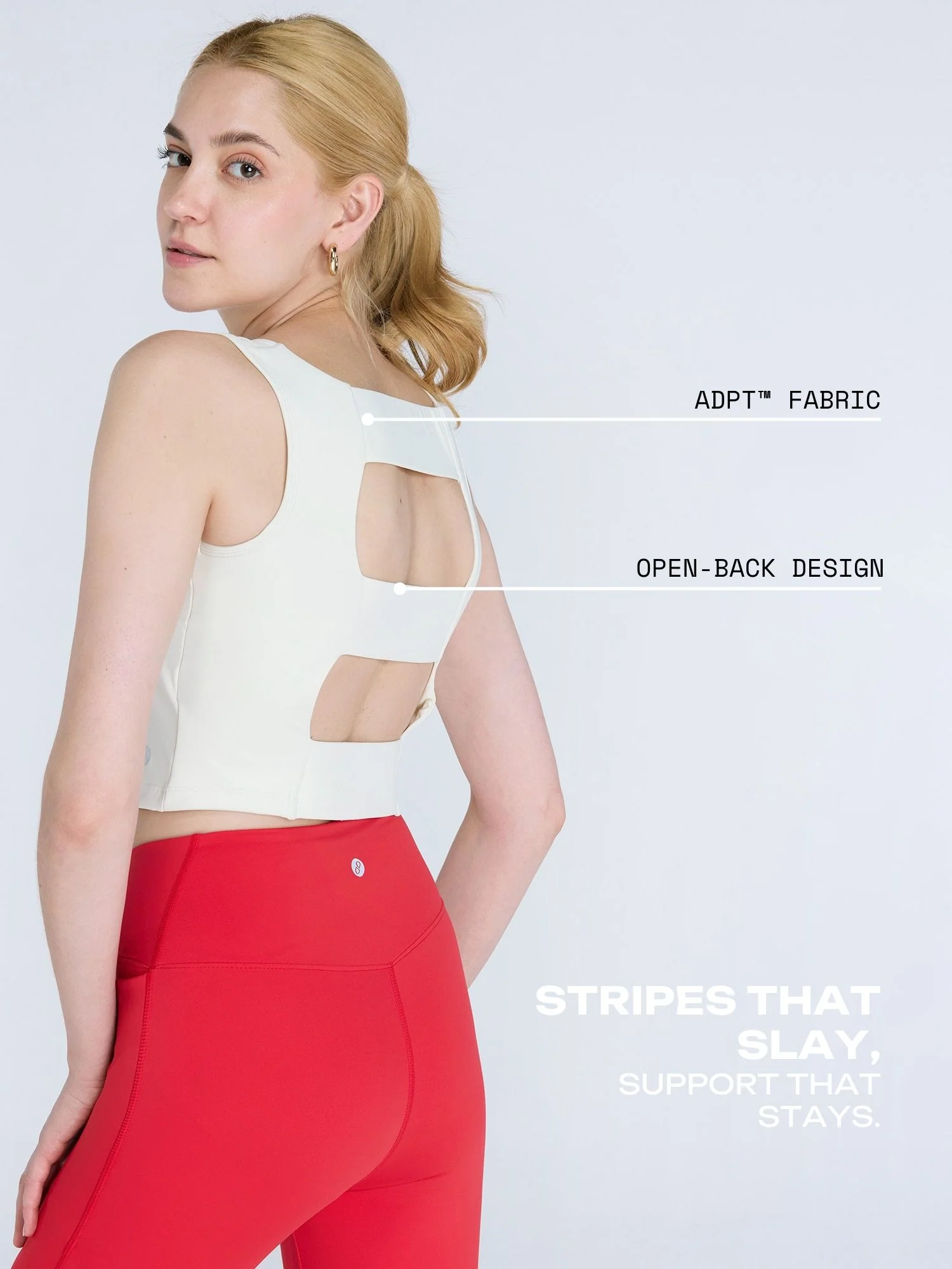 Ivory Striped Back Crop Tank - Image 3