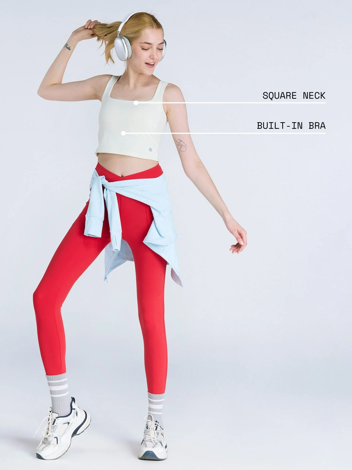 Ivory Striped Back Crop Tank - Image 4