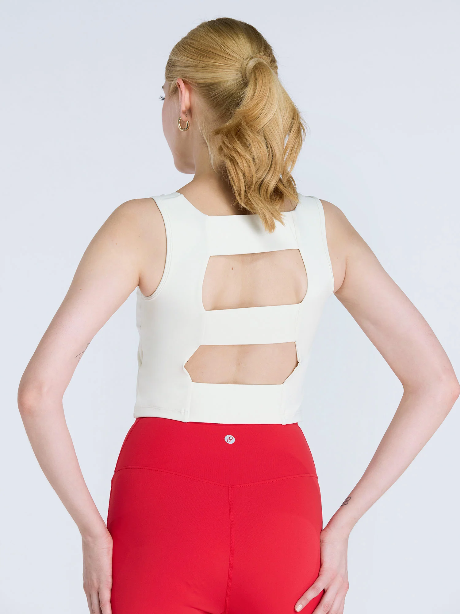 Ivory Striped Back Crop Tank - Image 7
