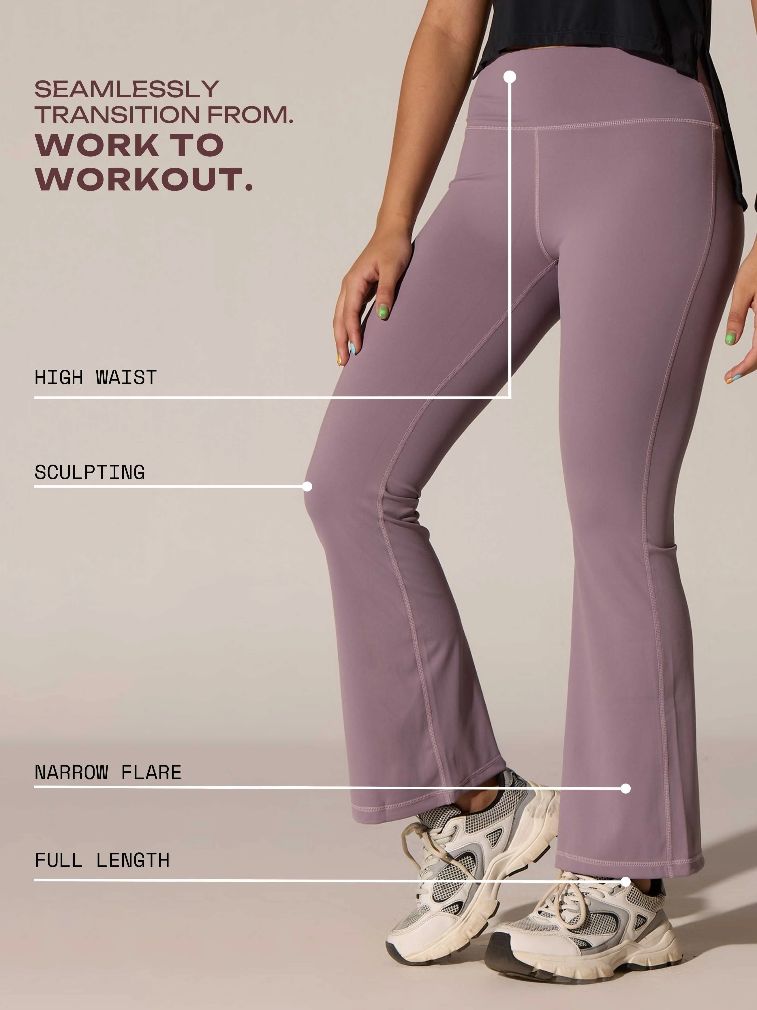Light Mauve Grip-It Flare Pants - Image 6
