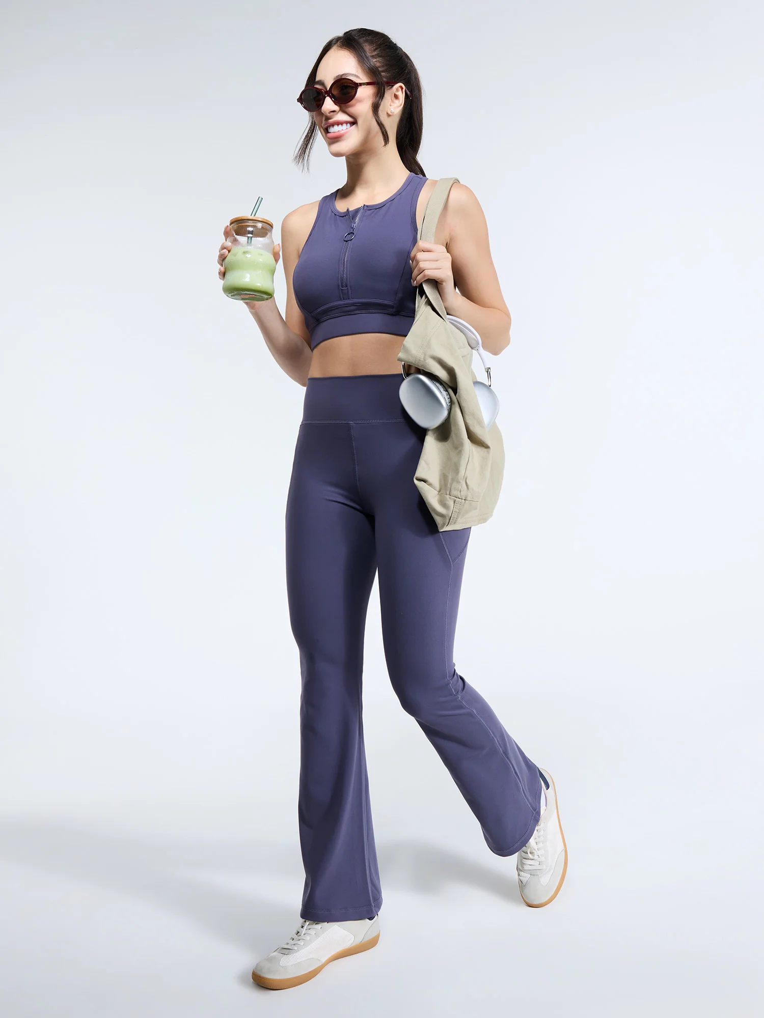 Mauve Zip-Up Sports Bra - Image 2