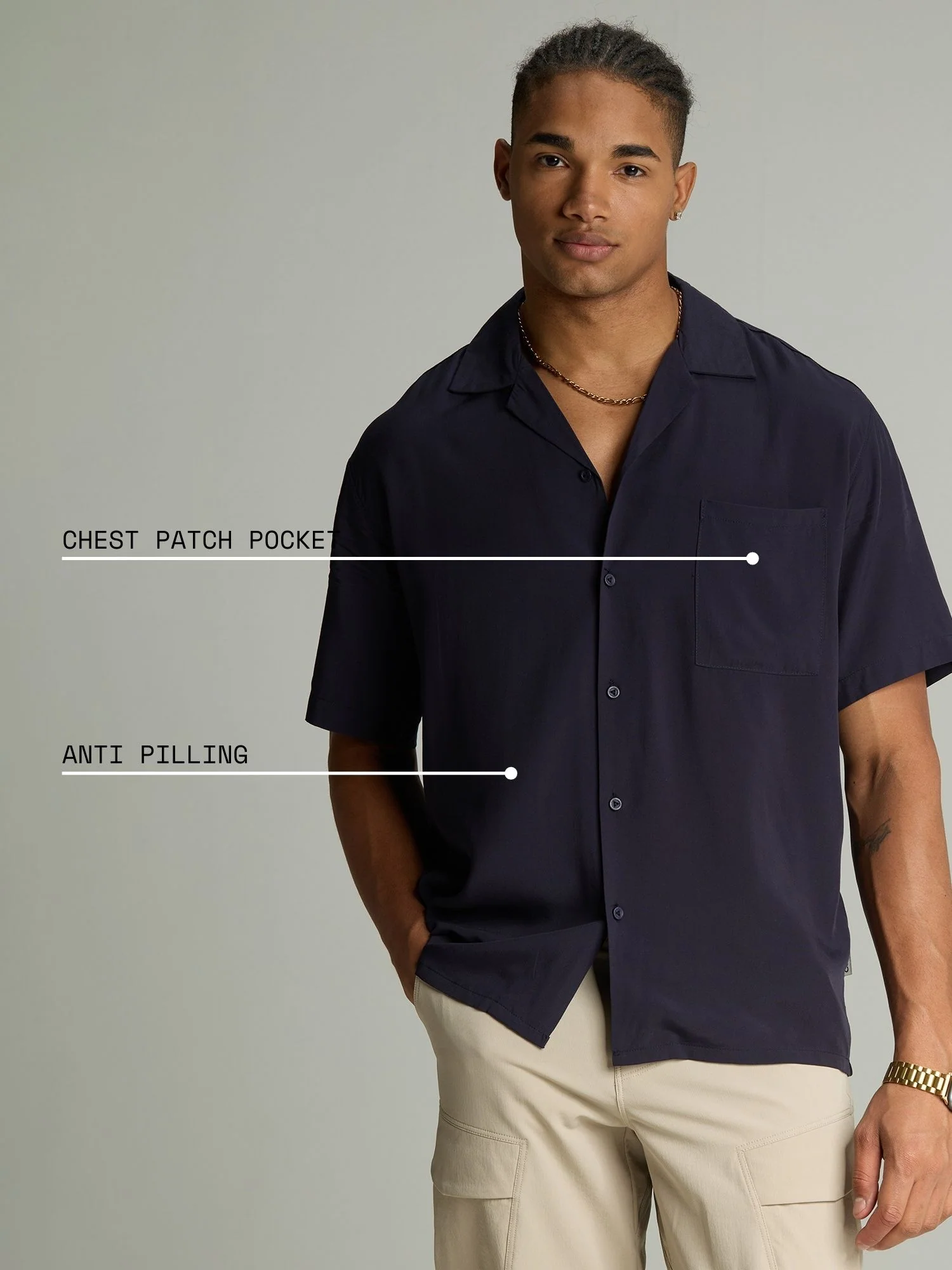 Navy Airy Resort Shirt - Image 3
