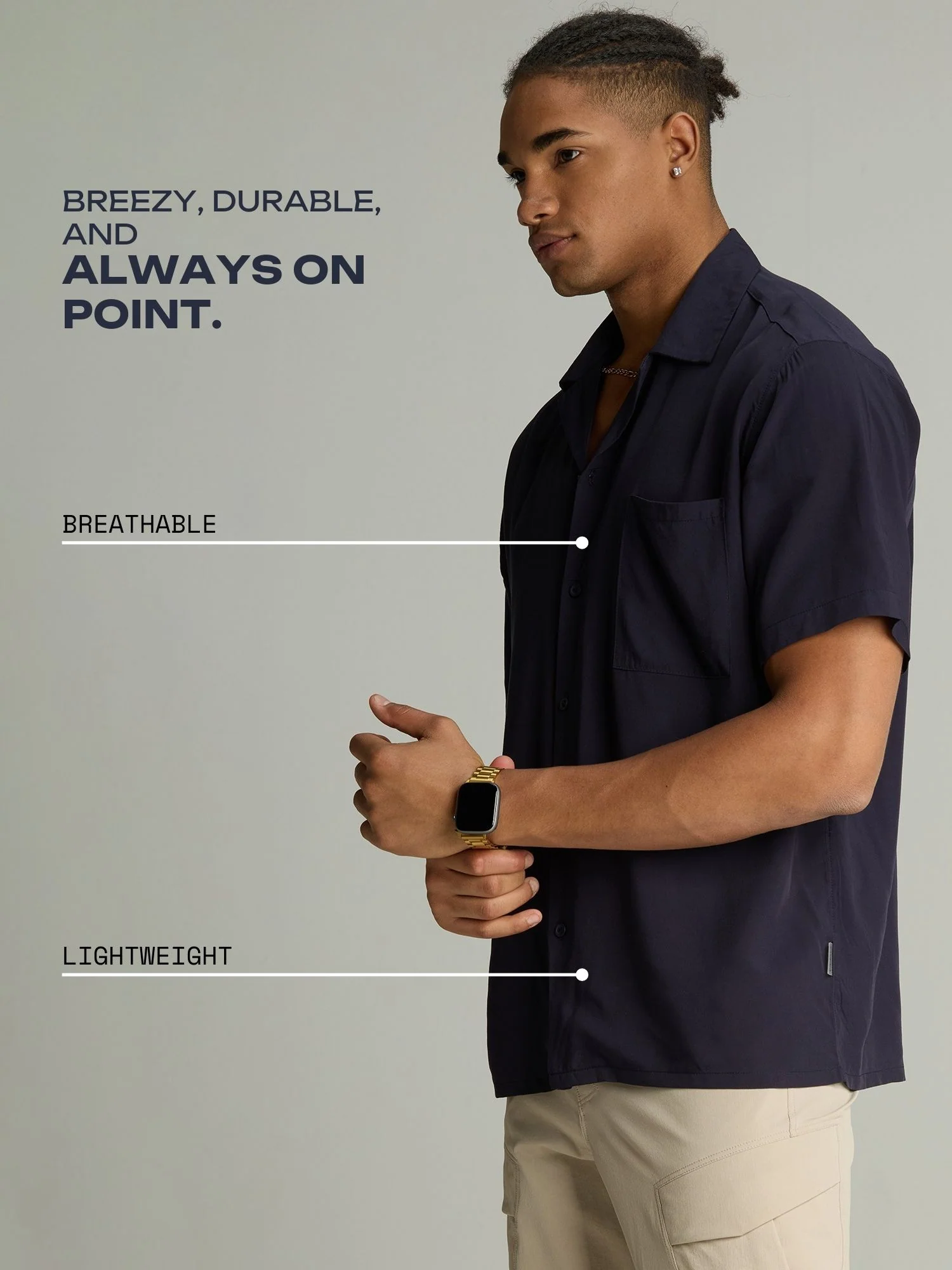 Navy Airy Resort Shirt - Image 4