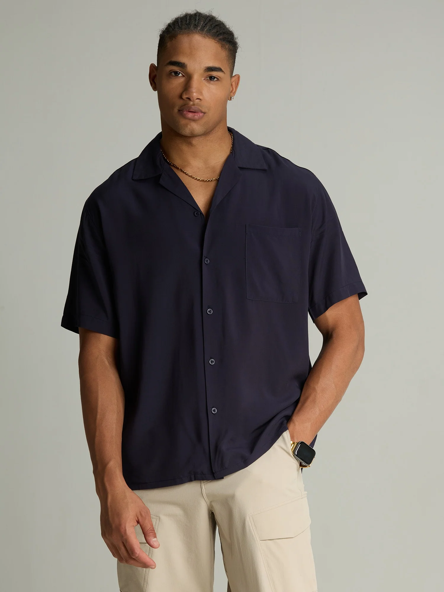 Navy Airy Resort Shirt - Image 6