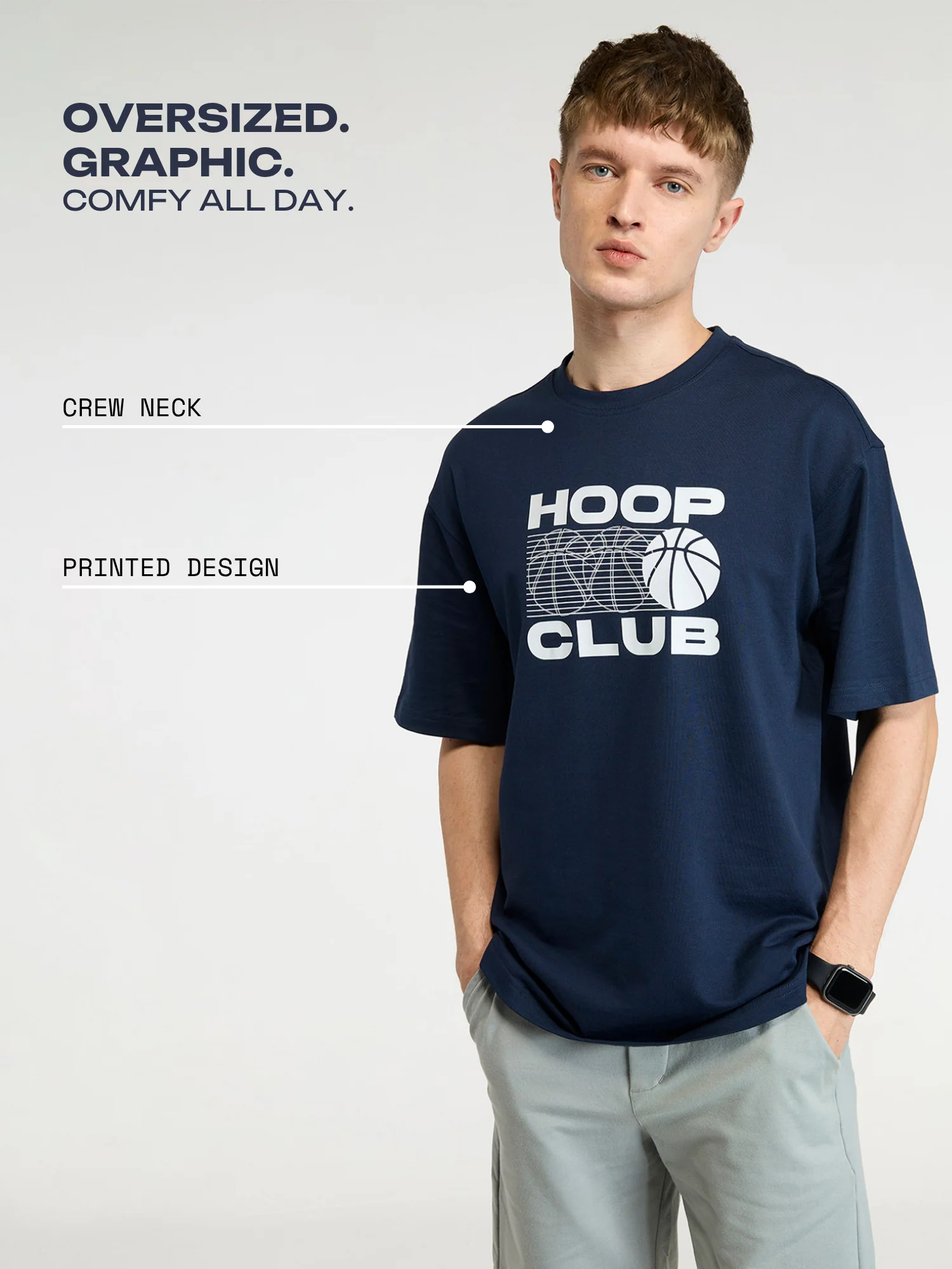 Navy Certified Hoopers Oversized Printed Tee - Men - Image 3