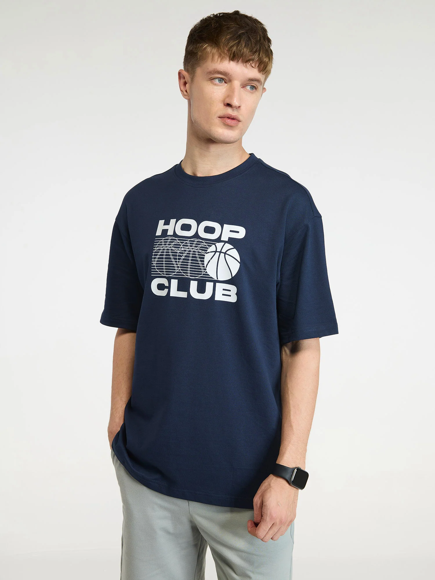 Navy Certified Hoopers Oversized Printed Tee - Men - Image 5