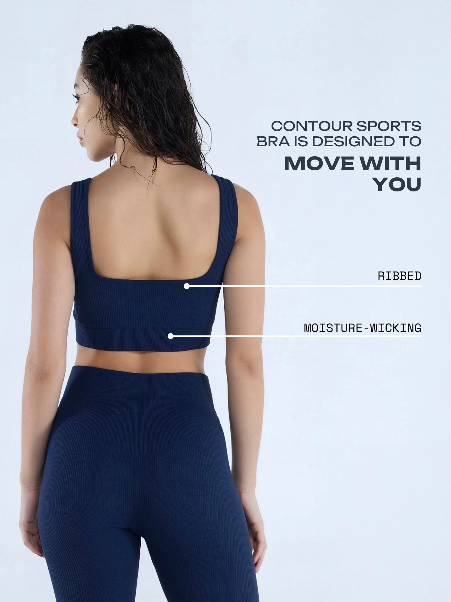Navy Contoured Seamless Sports Bra - Image 3