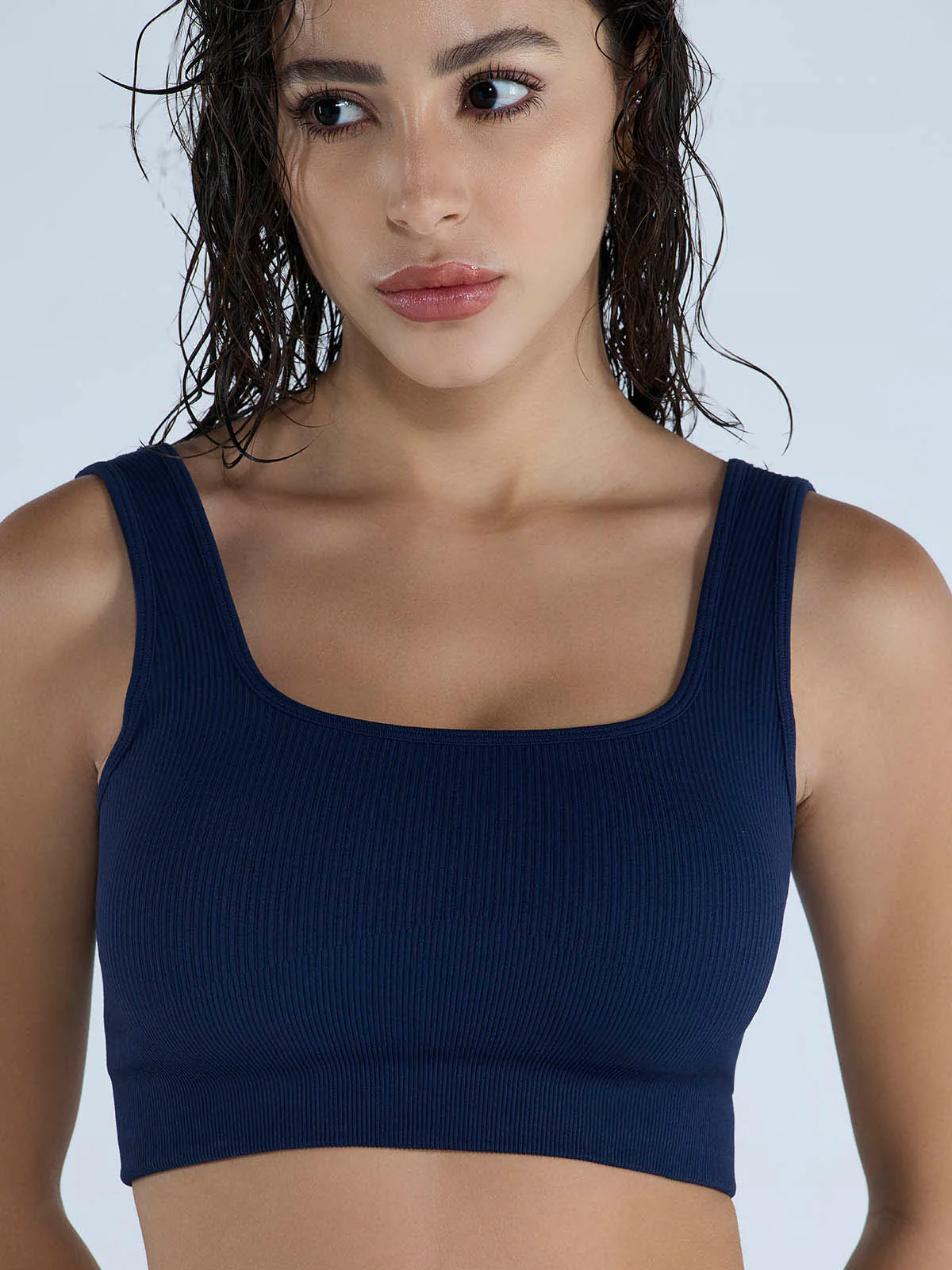 Navy Contoured Seamless Sports Bra - Image 6