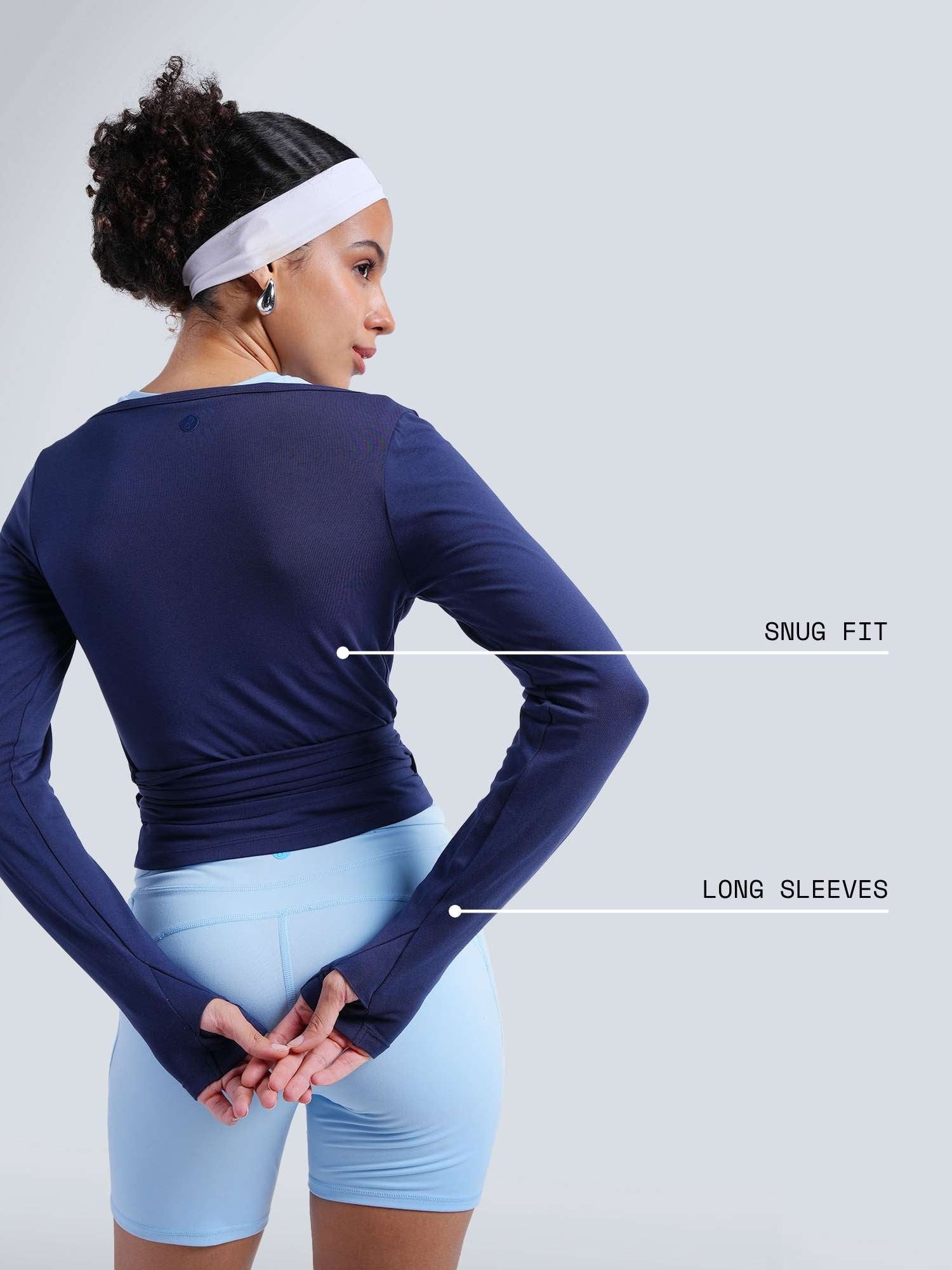 Navy Cotton Wrap Top - Image 4