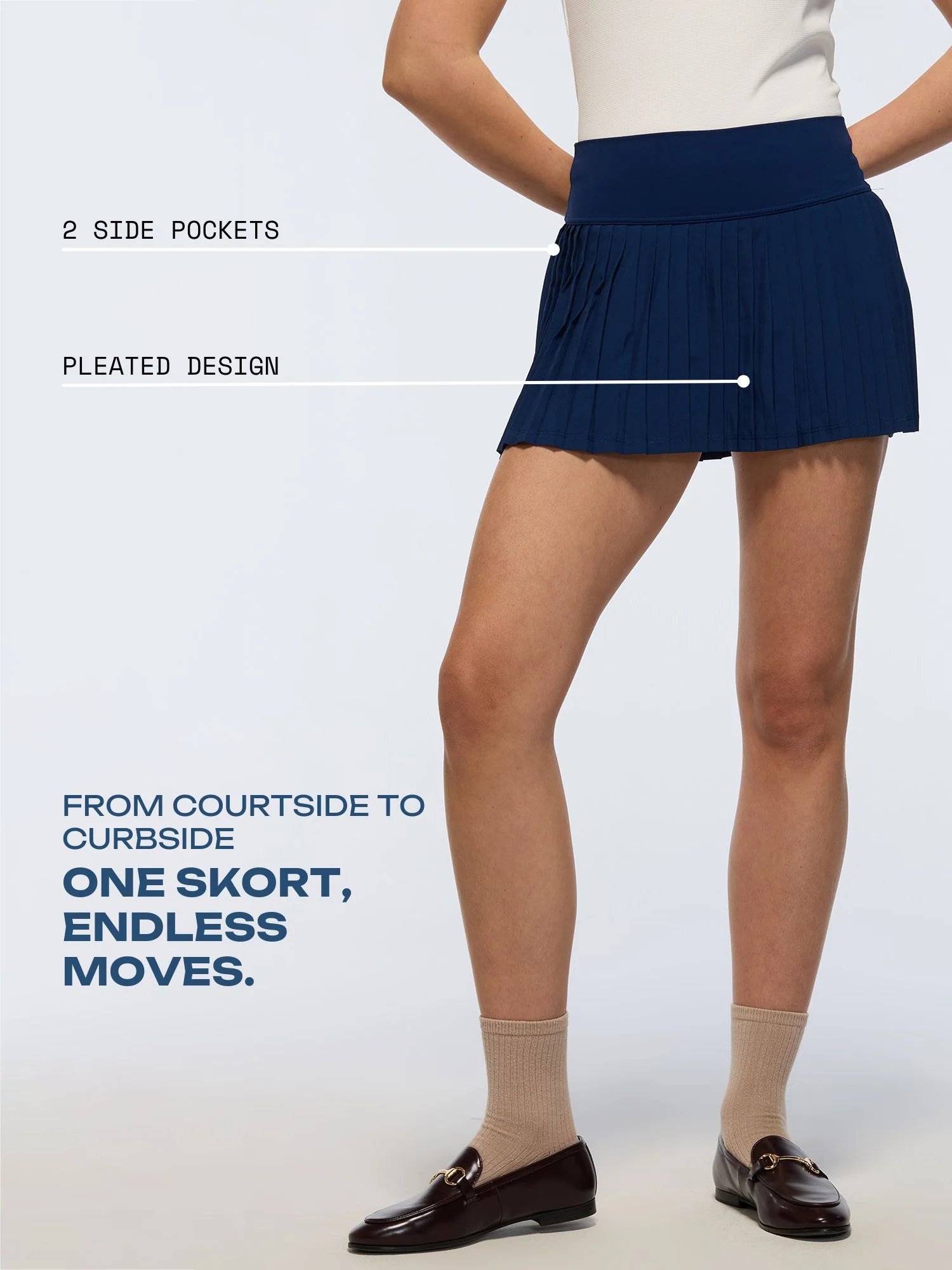 Navy Plie Pleated Skort - Image 4