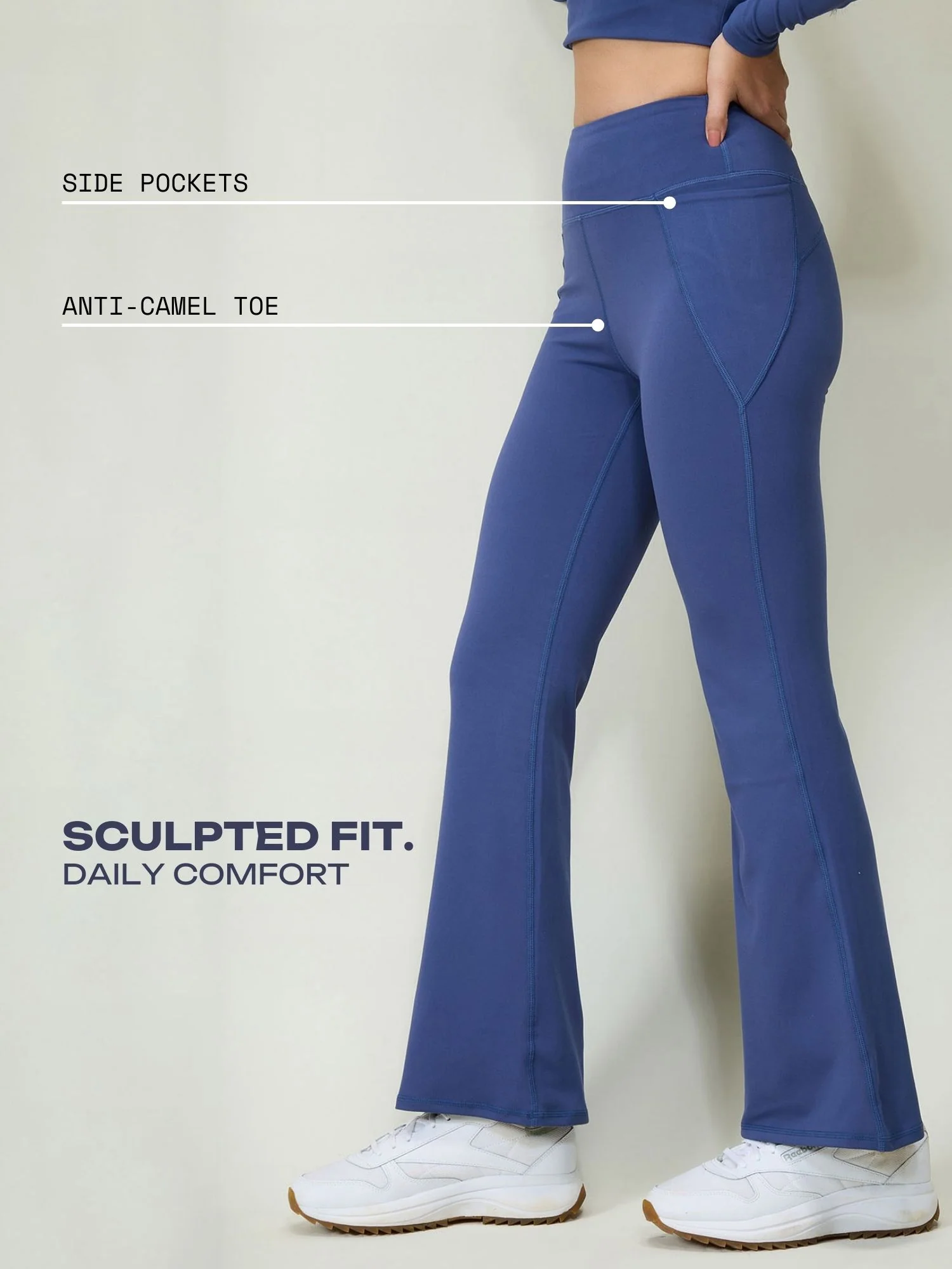 Navy Petite Sculpt Bootcut Leggings - Image 3