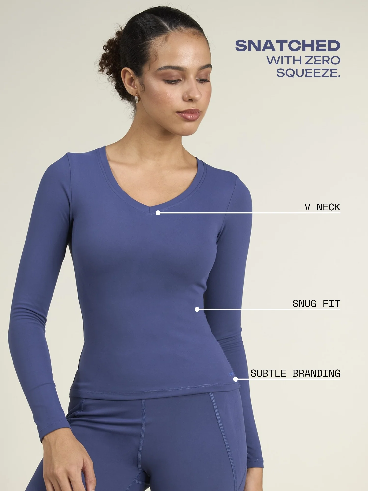Navy Sculpt V-Neck Top - Image 3