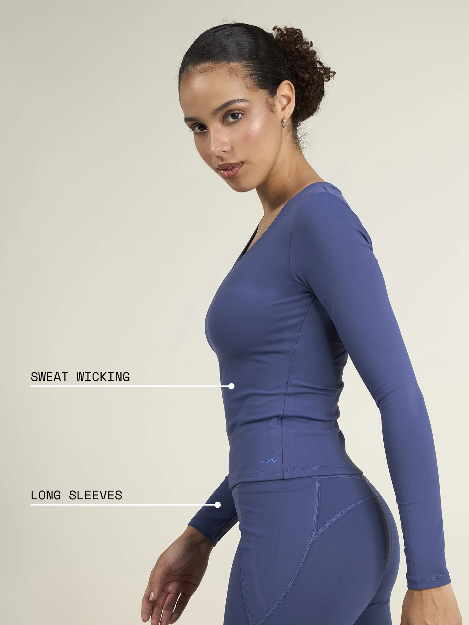 Navy Sculpt V-Neck Top - Image 4