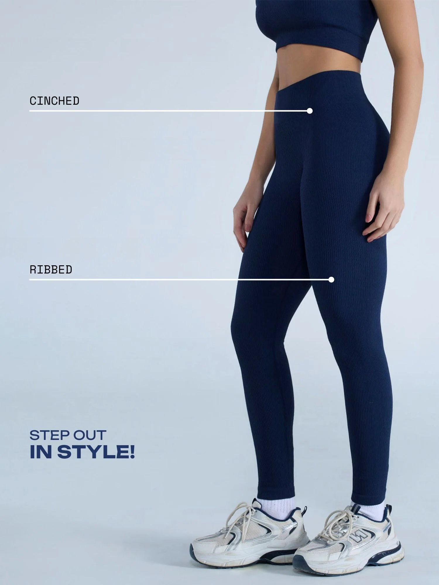 Navy Seamless Cinched Leggings - Image 3