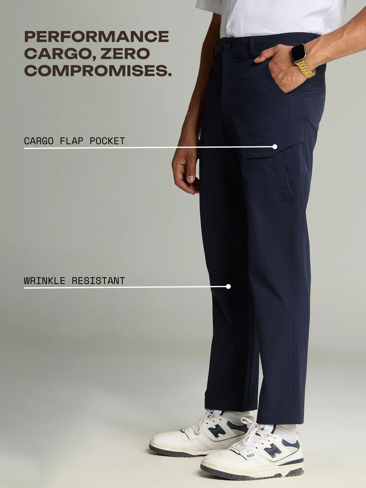 Navy Stride Cargo Pants - Image 4